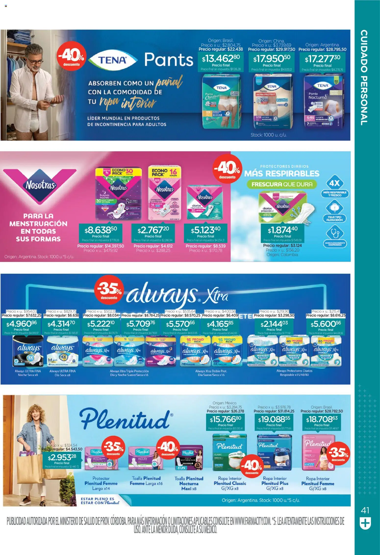 Farmacity catálogo │ válido desde el 01/09/2026 | Página: 41 | Productos: Diarios, Ropa, Ropa interior, Protectores diarios