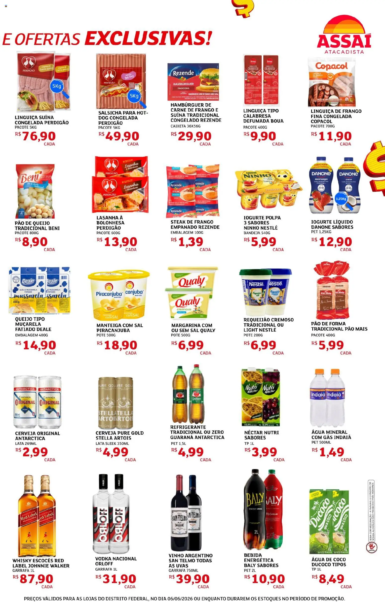 Assaí Atacadista Folheto - válido de 06.06.2026 | Página: 3 | Produtos: Manteiga, Hambúrguer, Bebida, Requeijão