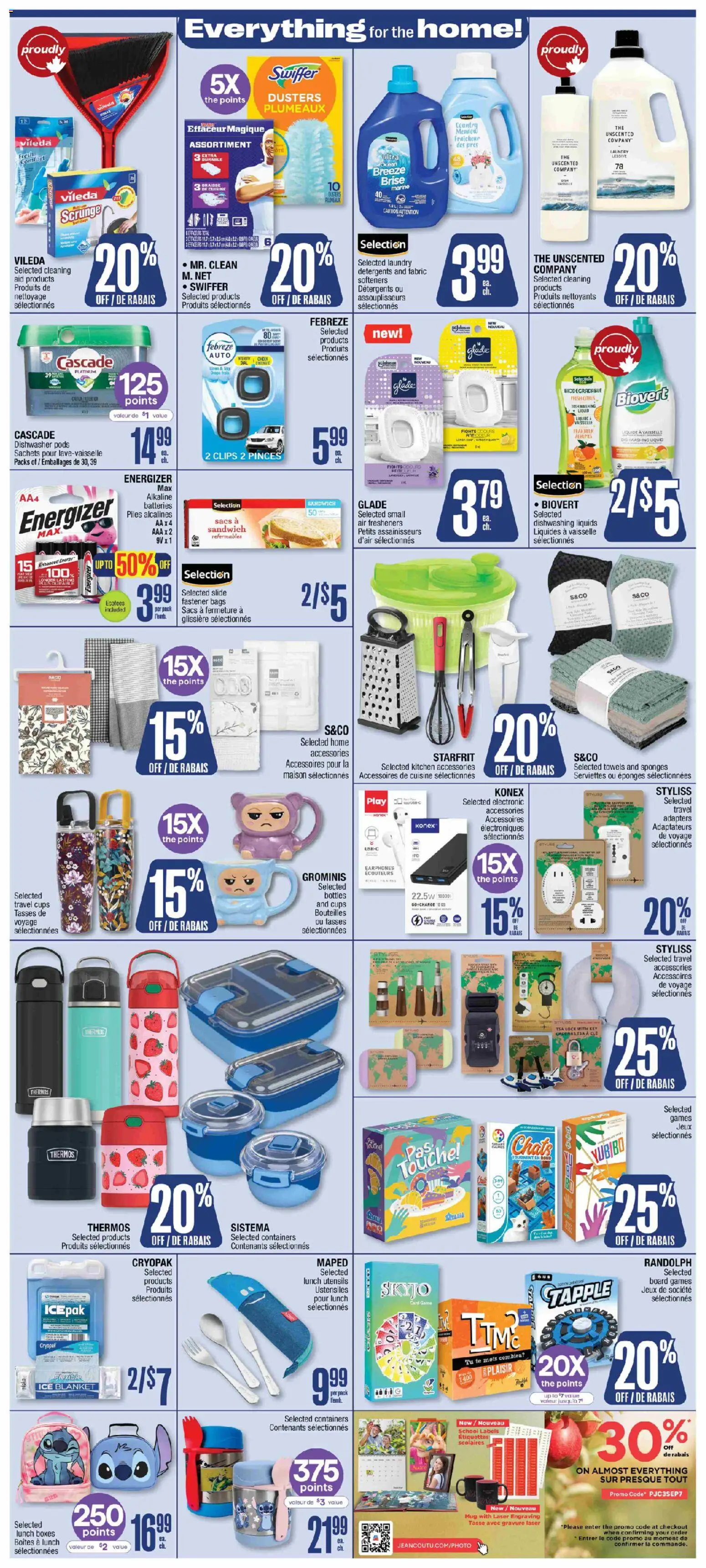 Jean Coutu flyer valid from Sep 3, 2026 | Page: 8 | Products: PC, Batteries, Blanket, Sponges