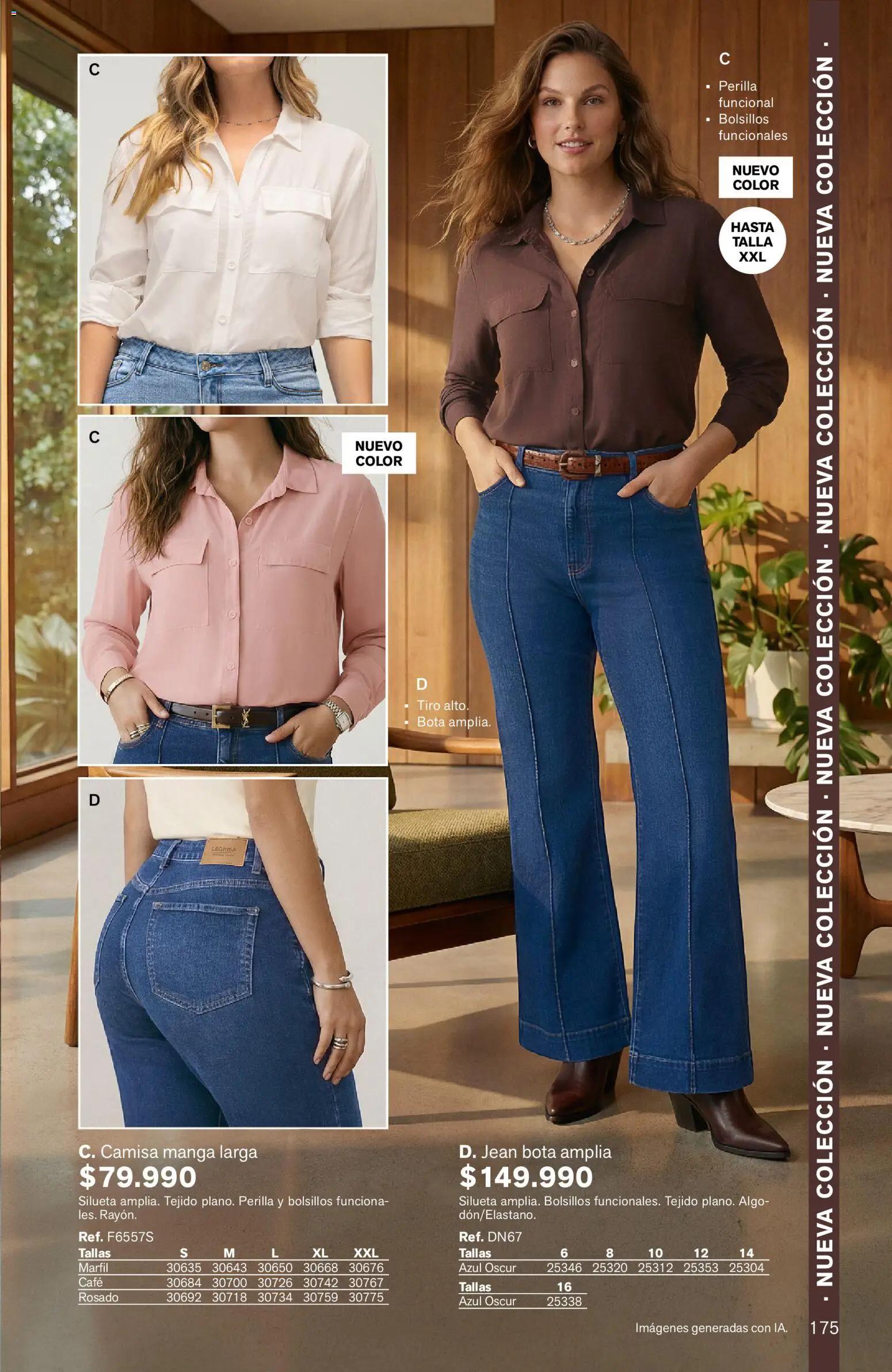Leonisa revista - valida desde el 24/08/2026 | Página: 175 | Productos: Bolsillos, Jean, Camisa, Café