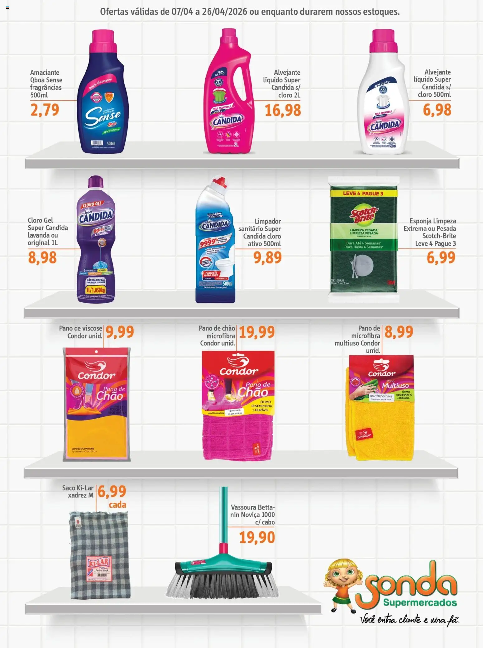 Sonda Folheto - válido de 07.04.2026 | Página: 9 | Produtos: Alvejante, Pano de chão, Amaciante, Cabo