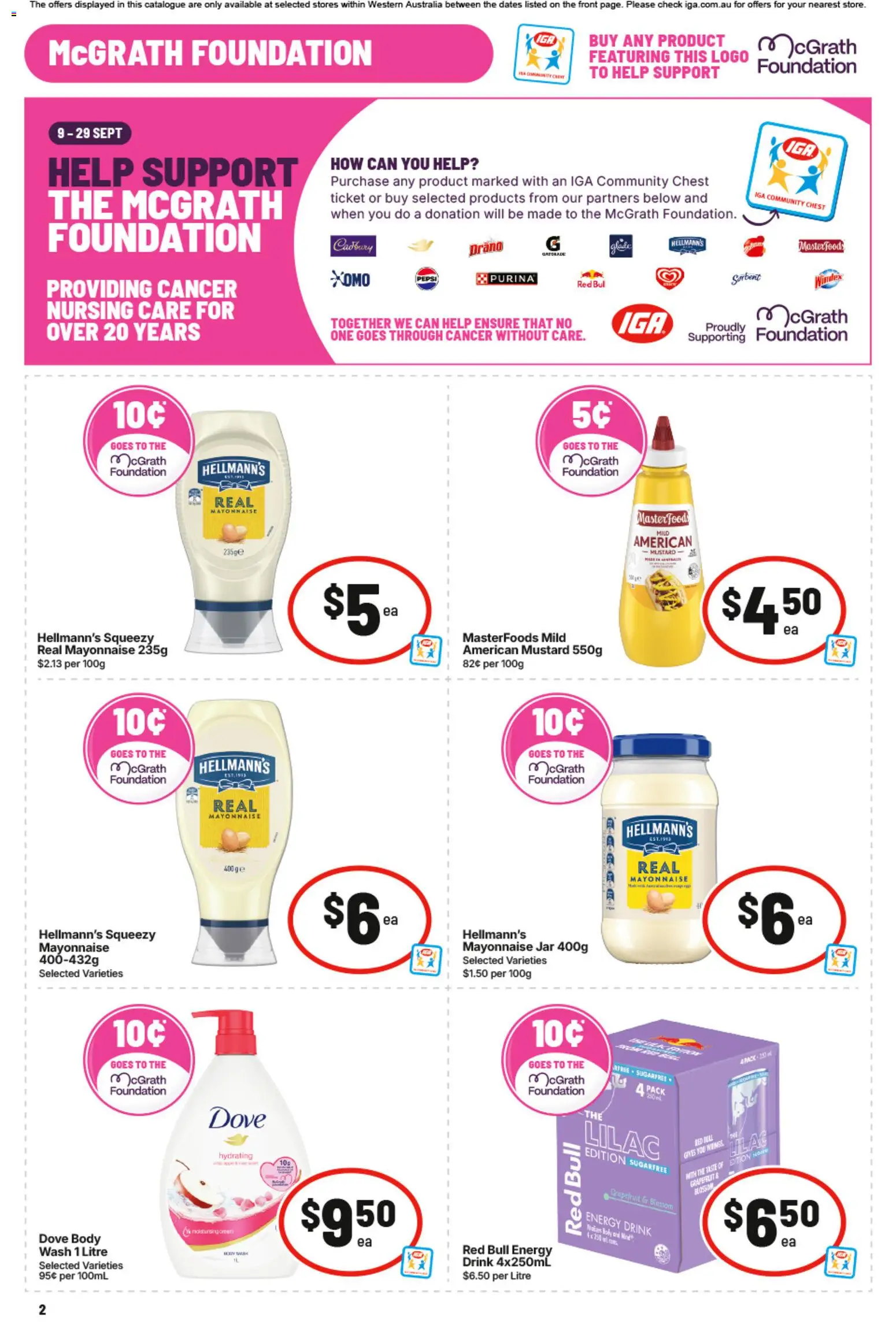 IGA catalogue - valid from 09/09/2026 | Page: 3 | Products: Mustard, Mayonnaise, Red Bull, Foundation