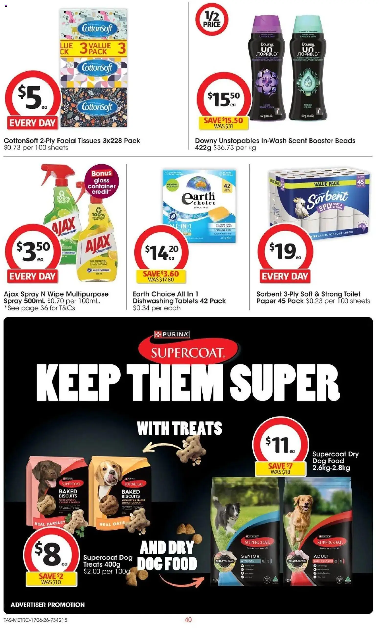 Coles catalogue - valid from 16.06.2026 | Page: 40 | Products: Oats, Dog food, Multipurpose, Tissues