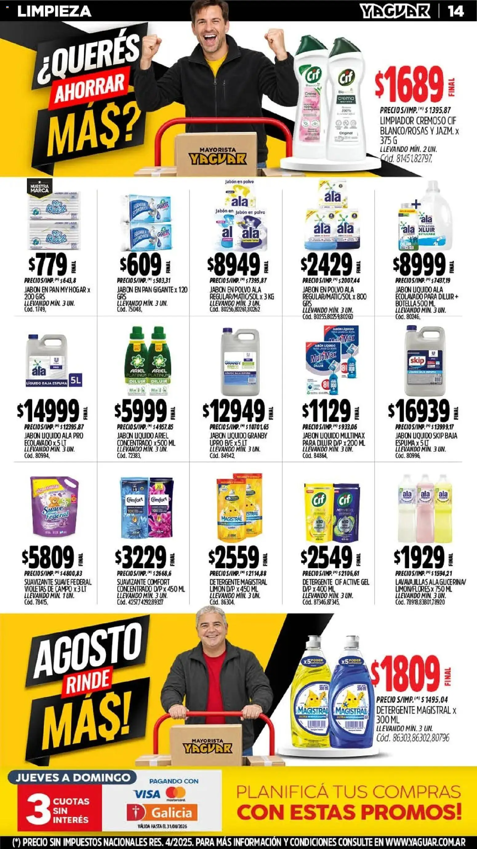 Yaguar - Oferta Semanal Parque Chacabuco │ válido desde el 24/08/2026 | Página: 14 | Productos: Botella, Polvo, Detergente, Limpiador