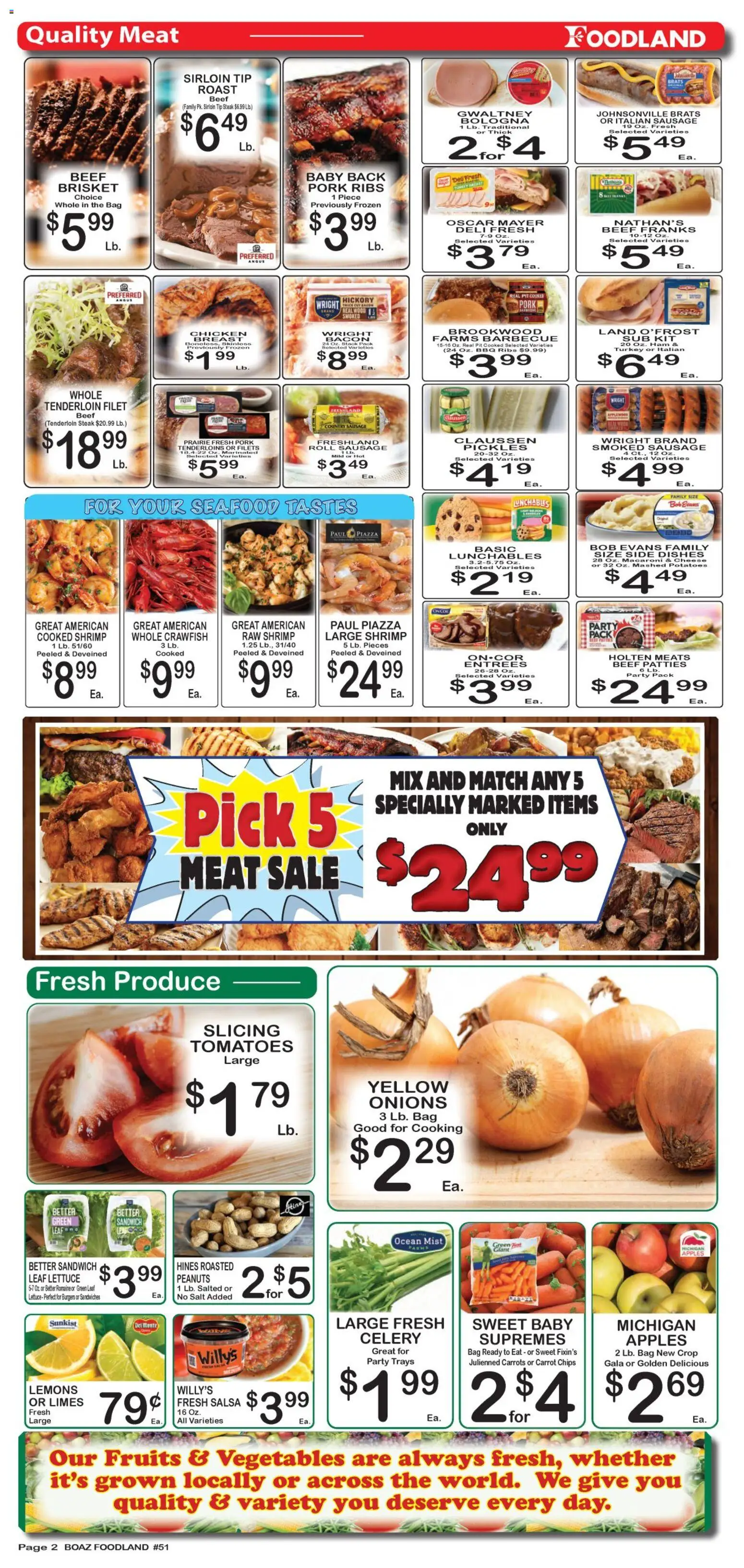 Foodland Weekly Ad - valid from 09/01/2026 | Page: 2 | Products: Lemons, Pork, Peanuts, Filet