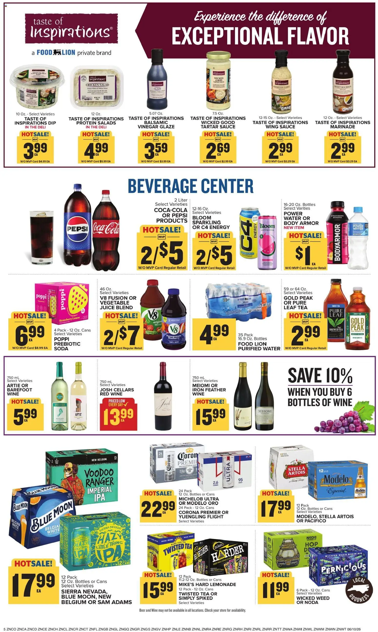 Food Lion Weekly Ad - valid from 10.06.2026 | Page: 8 | Products: Vinegar, Spinach, Juice, Water
