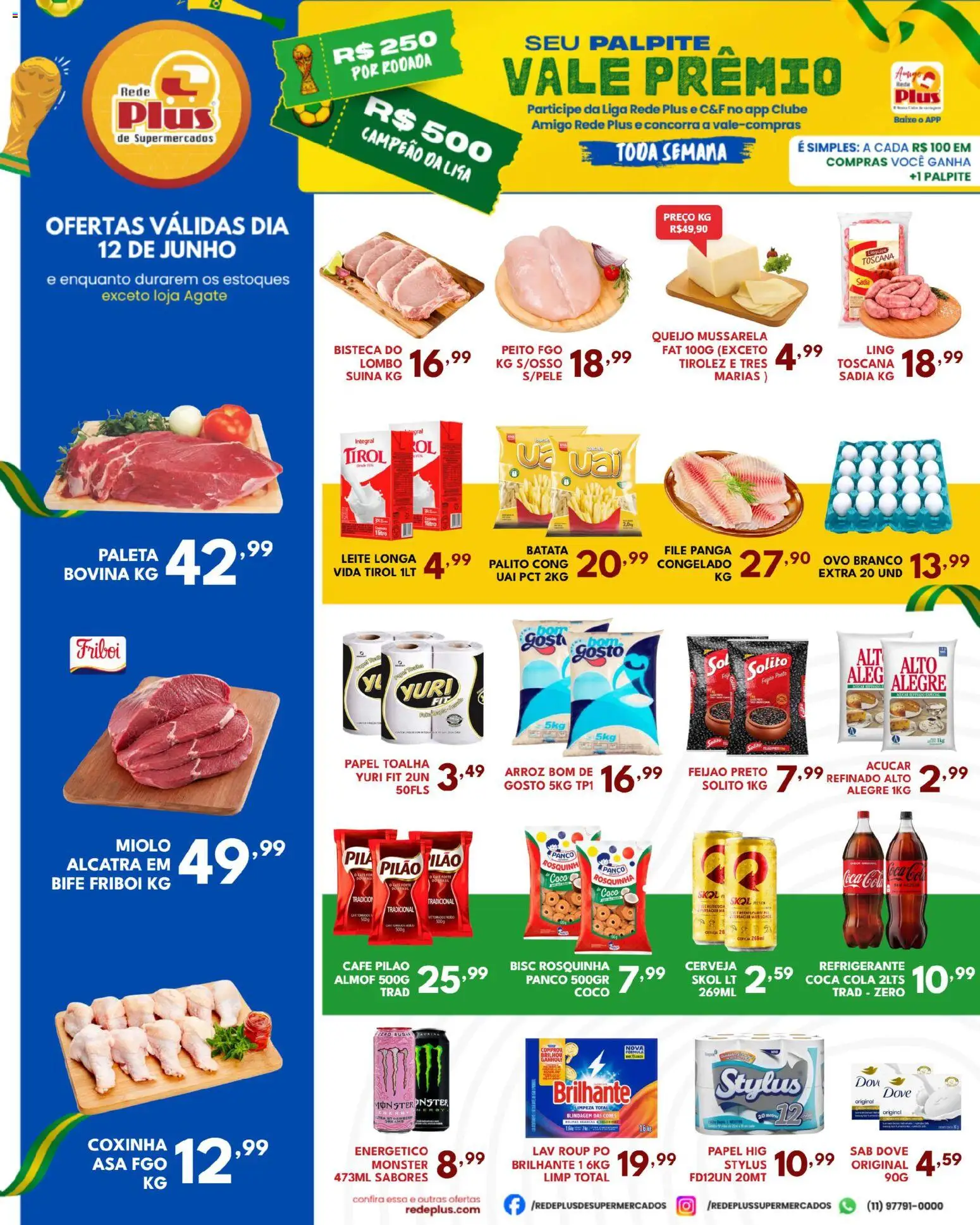 Rede Plus Supermercados Folheto - válido de 12.06.2026 | Página: 1 | Produtos: Pó, Lombo, Açúcar, Monster