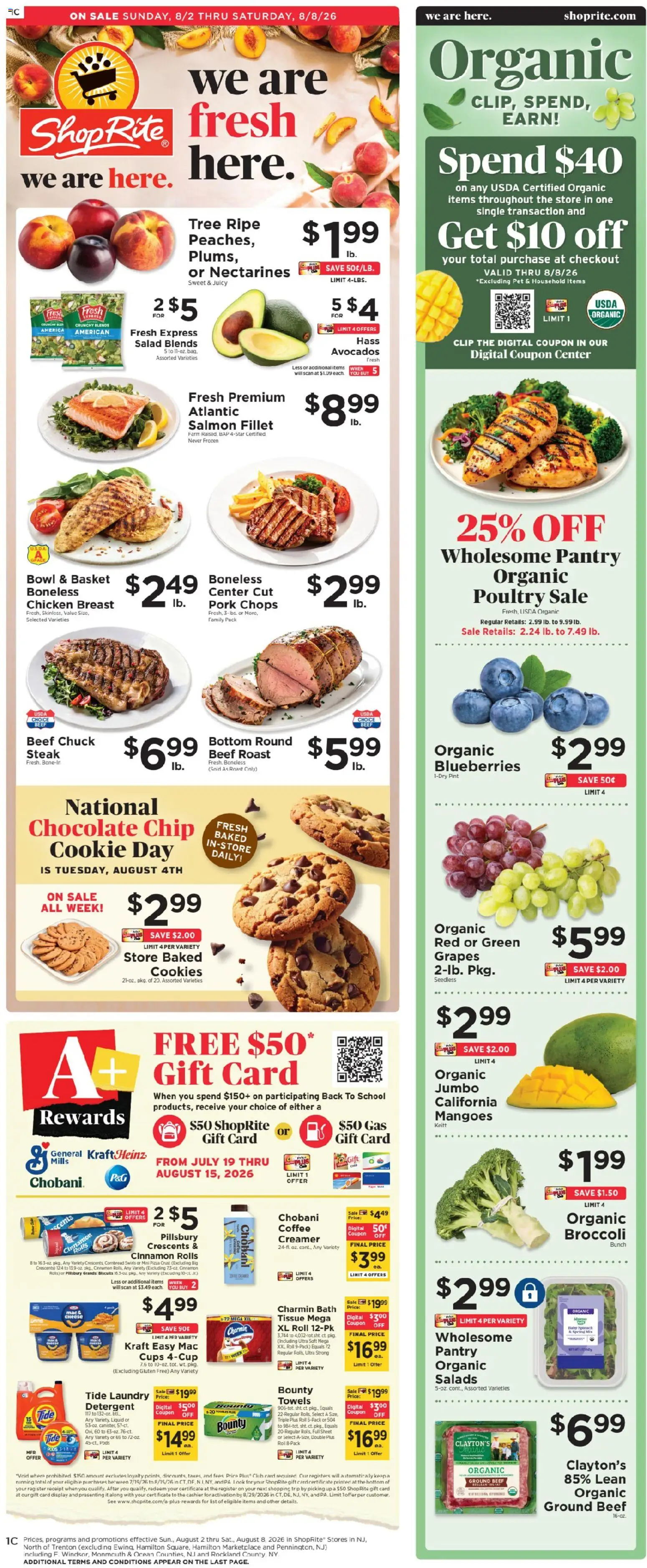 ShopRite Weekly Ad - valid from 08/02/2026 | Page: 2 | Products: Spinach, Basket, Pizza, Steak