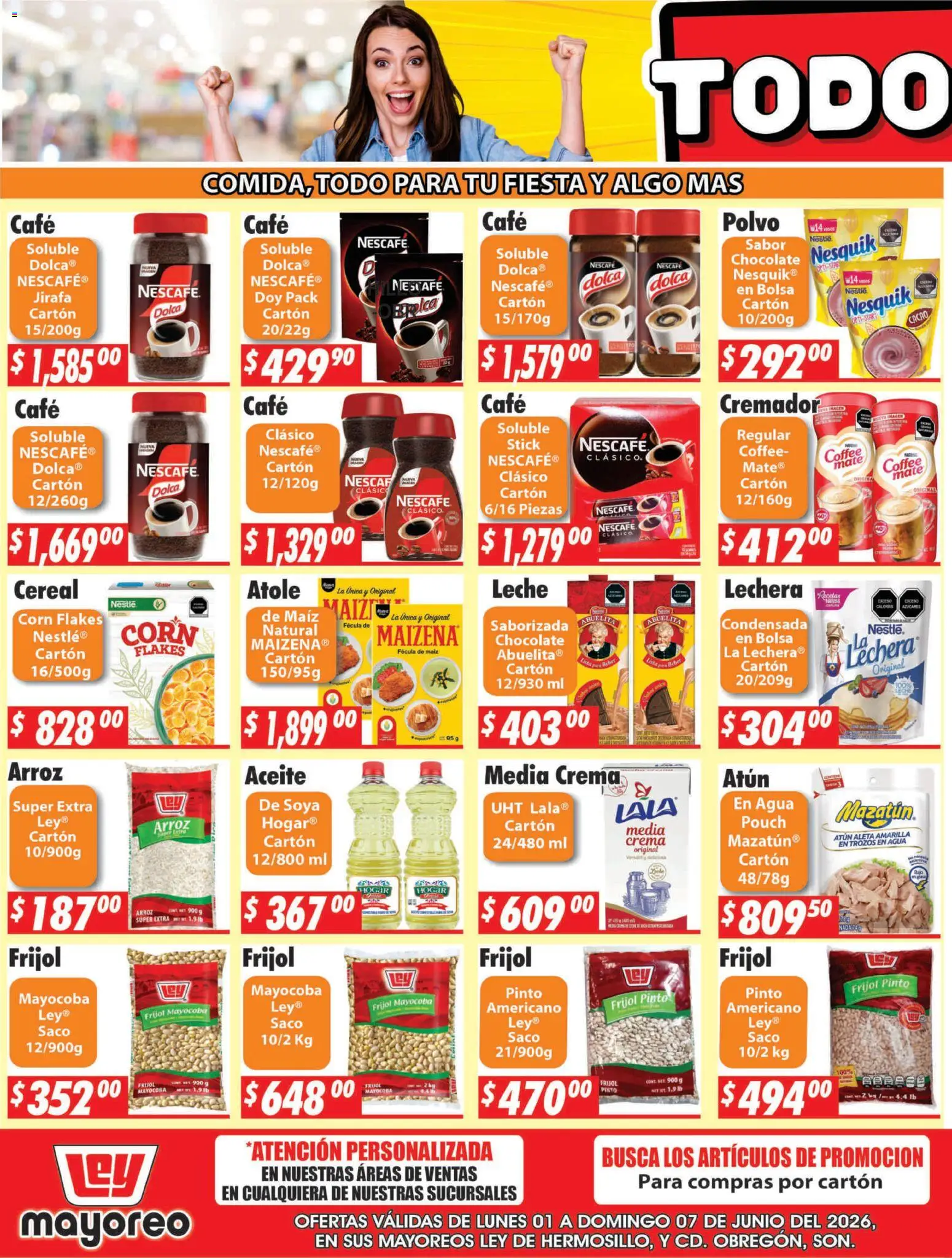 Nuevas ofertas de Casa Ley válidas en toda la República Mexicana desde el 01.06.2026. ¡Encuentra las mejores ofertas en Casa Ley folleto Hermosillo! | Página: 3 | Productos: Crema, Café, Arroz, Cacao