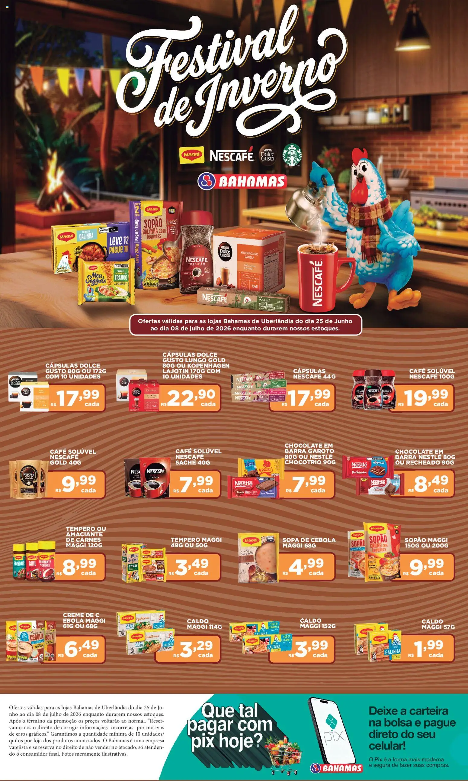 Bahamas Supermercados Folheto - válido de 25/06/2026 | Página: 1 | Produtos: Celular, Café, Chocolate, Carteira