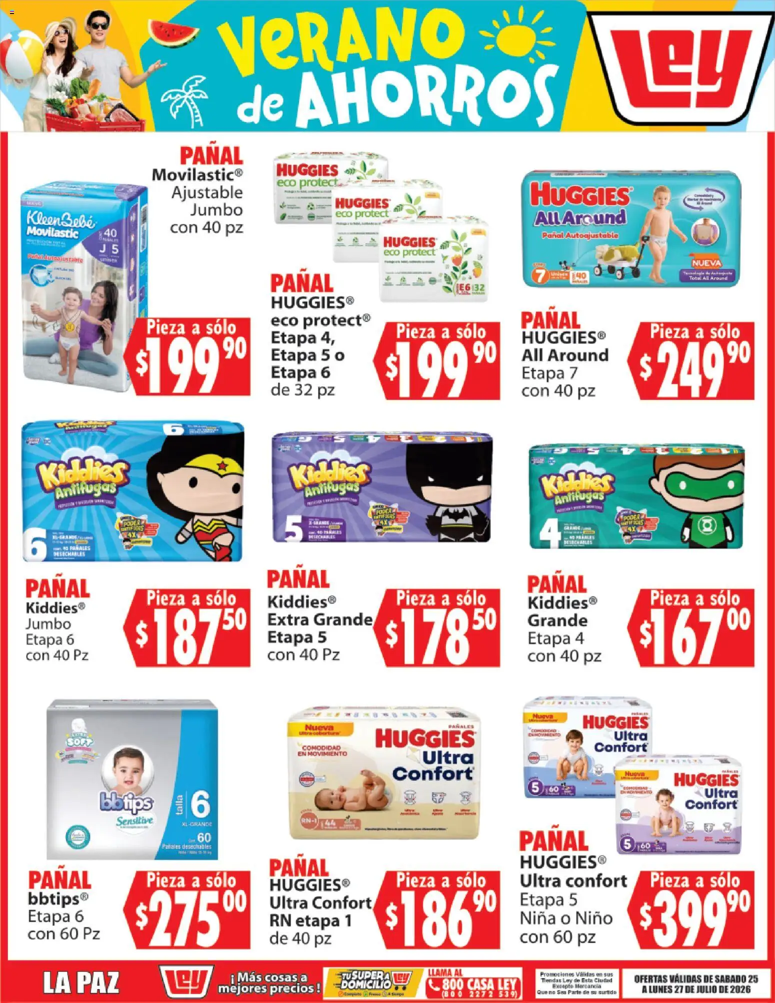 Nuevas ofertas de Casa Ley válidas en toda la República Mexicana desde el 25/07/2026. ¡Encuentra las mejores ofertas en Casa Ley folleto Verano de ahorros! | Página: 4 | Productos: Pañales
