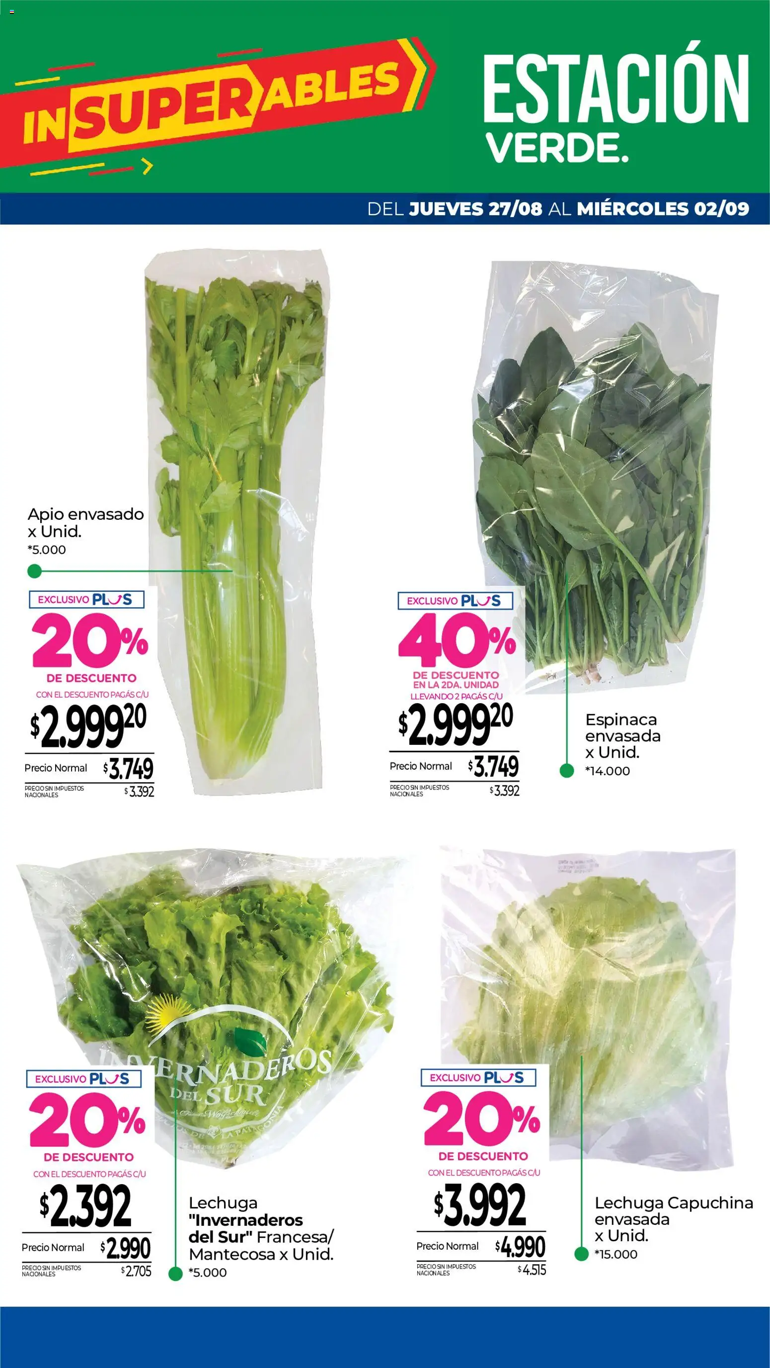 La Anonima - Frescos │ válido desde el 27/08/2026 | Página: 7 | Productos: Apio, Lechuga, Espinaca