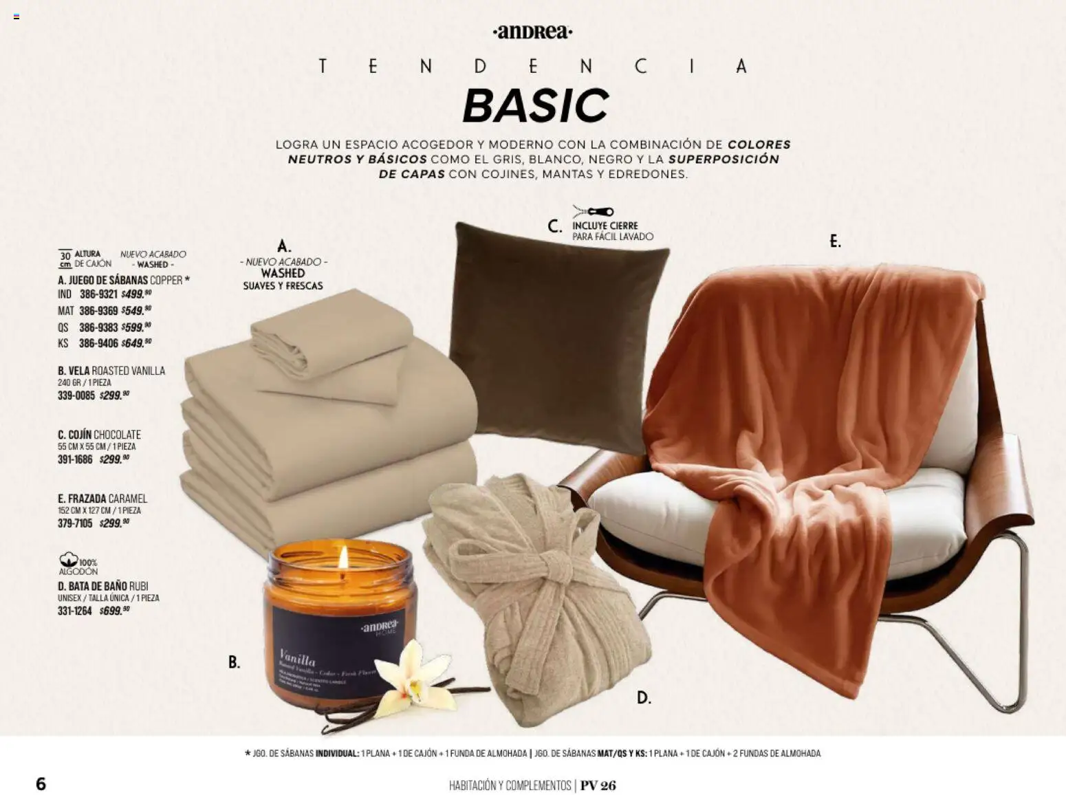 Nuevas ofertas de Andrea válidas en toda la República Mexicana desde el 25/01/2026. ¡Encuentra las mejores ofertas en Andrea catálogo Home! | Página: 6 | Productos: Algodón, Almohada, Baño, Bata