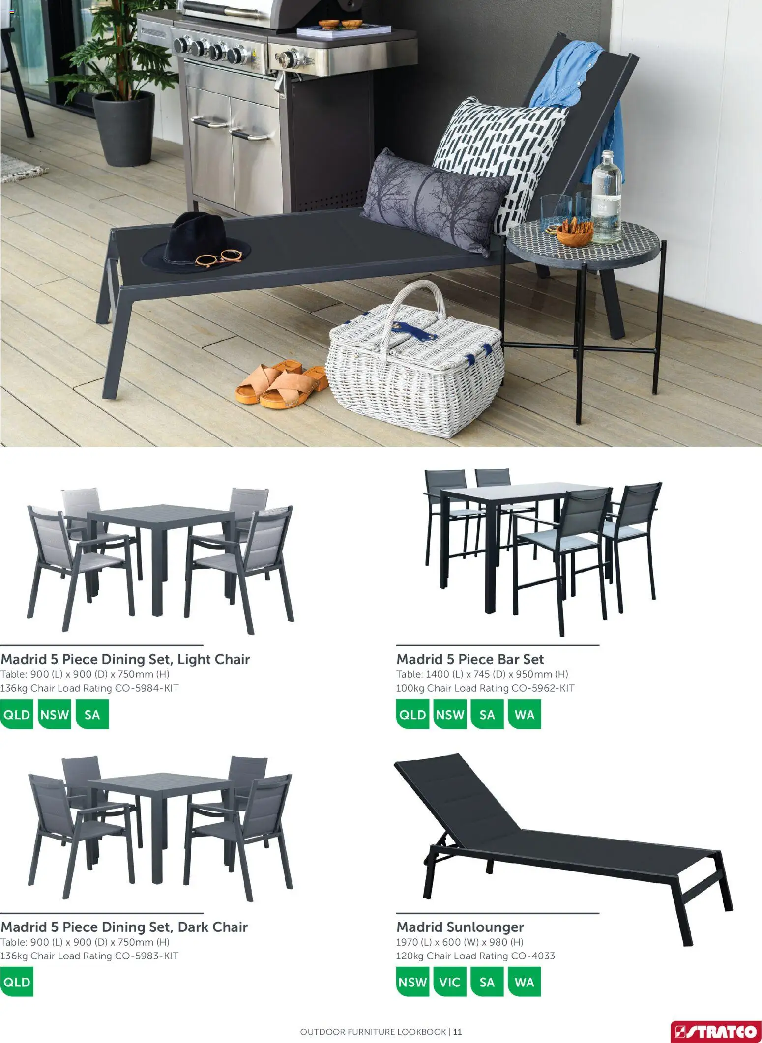 Stratco catalogue - valid from 15.05.2026 | Page: 11 | Products: Table, Chair, Light, Outdoor furniture