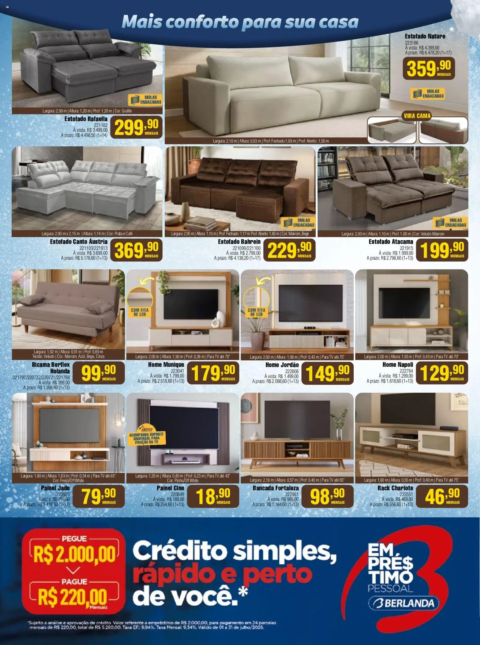 Berlanda Folheto - válido de 01/07/2026 | Página: 6 | Produtos: Cama, Tv, Tecido, Rack