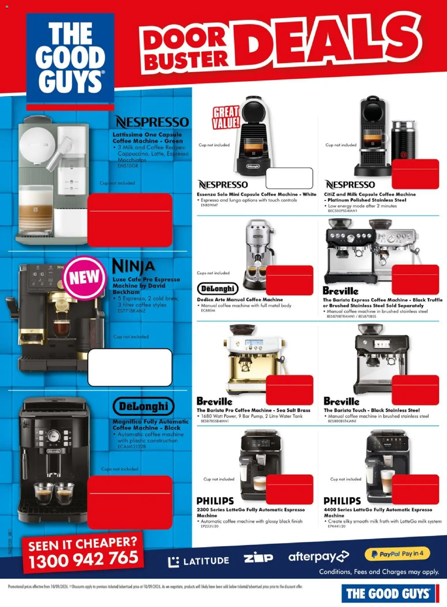The Good Guys catalogue - valid from 10/09/2026 | Page: 7 | Products: Door, Milk, Water, Espresso machine