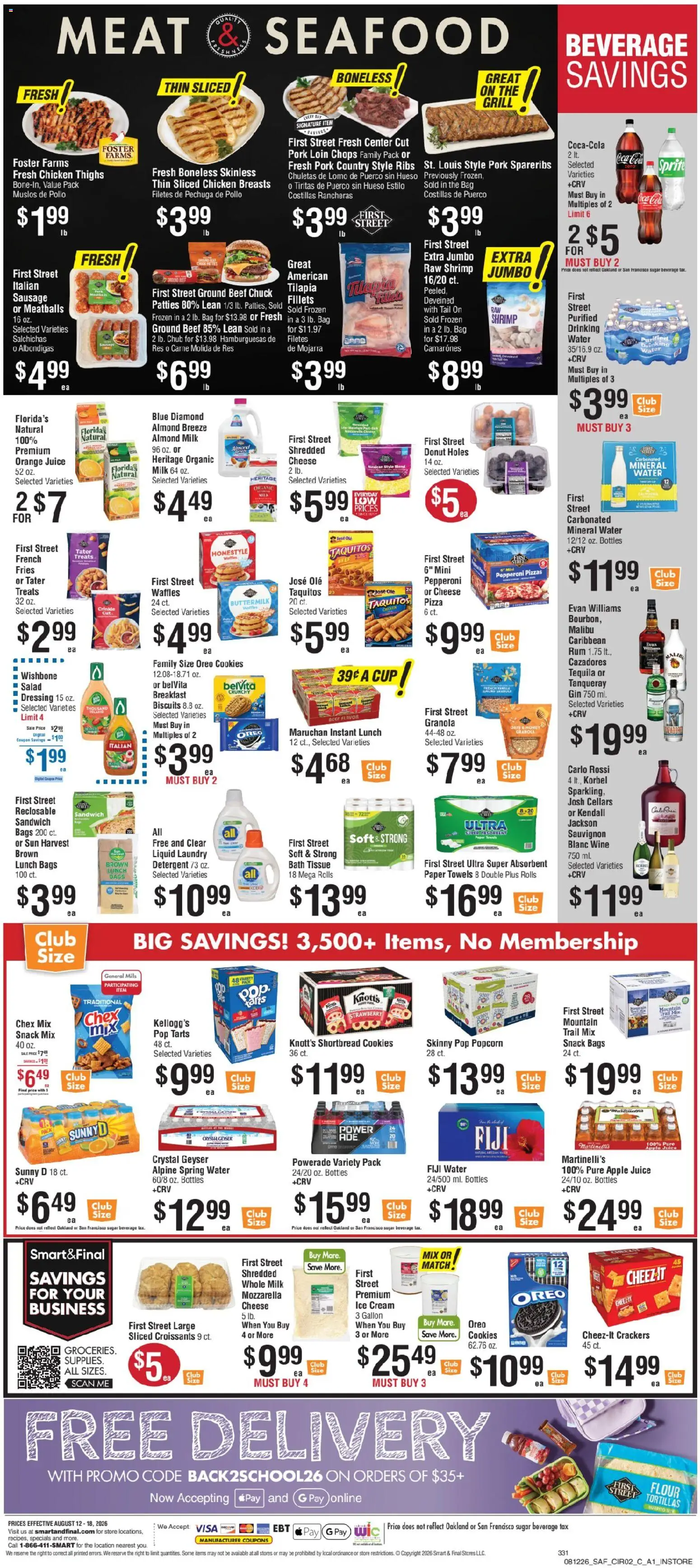 Smart & Final Weekly Ad - valid from 08/12/2026 | Page: 3 | Products: Bath, Pizza, Juice, Beef