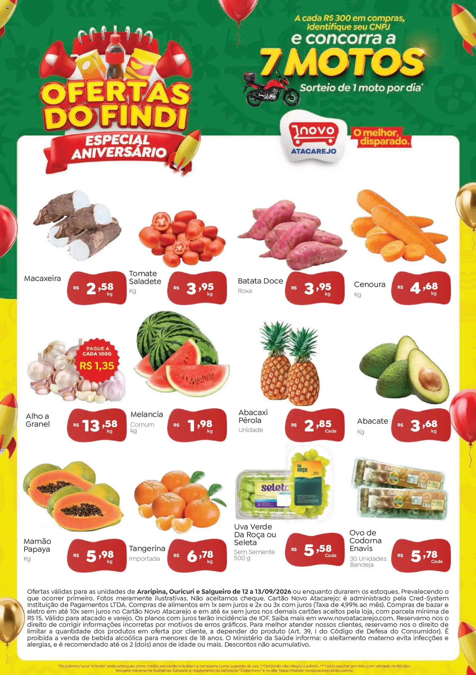 Novo Atacarejo Folheto - válido de 12/09/2026 | Página: 1 | Produtos: Melancia, Uva, Abacate, Abacaxi