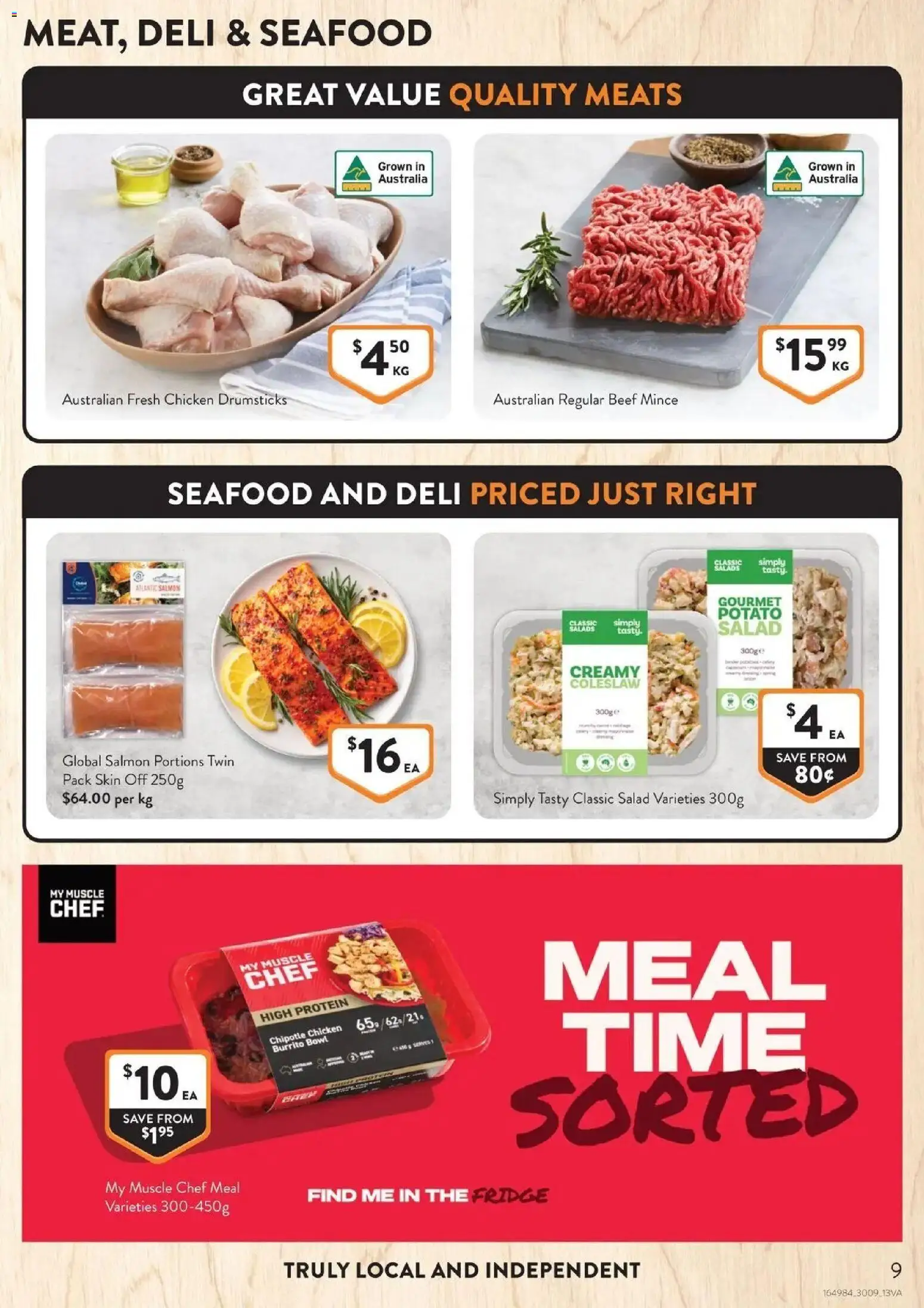 Foodworks catalogue - valid from 30/09/2026 | Page: 9 | Products: Chicken drumsticks, Salad, Salmon, Fridge