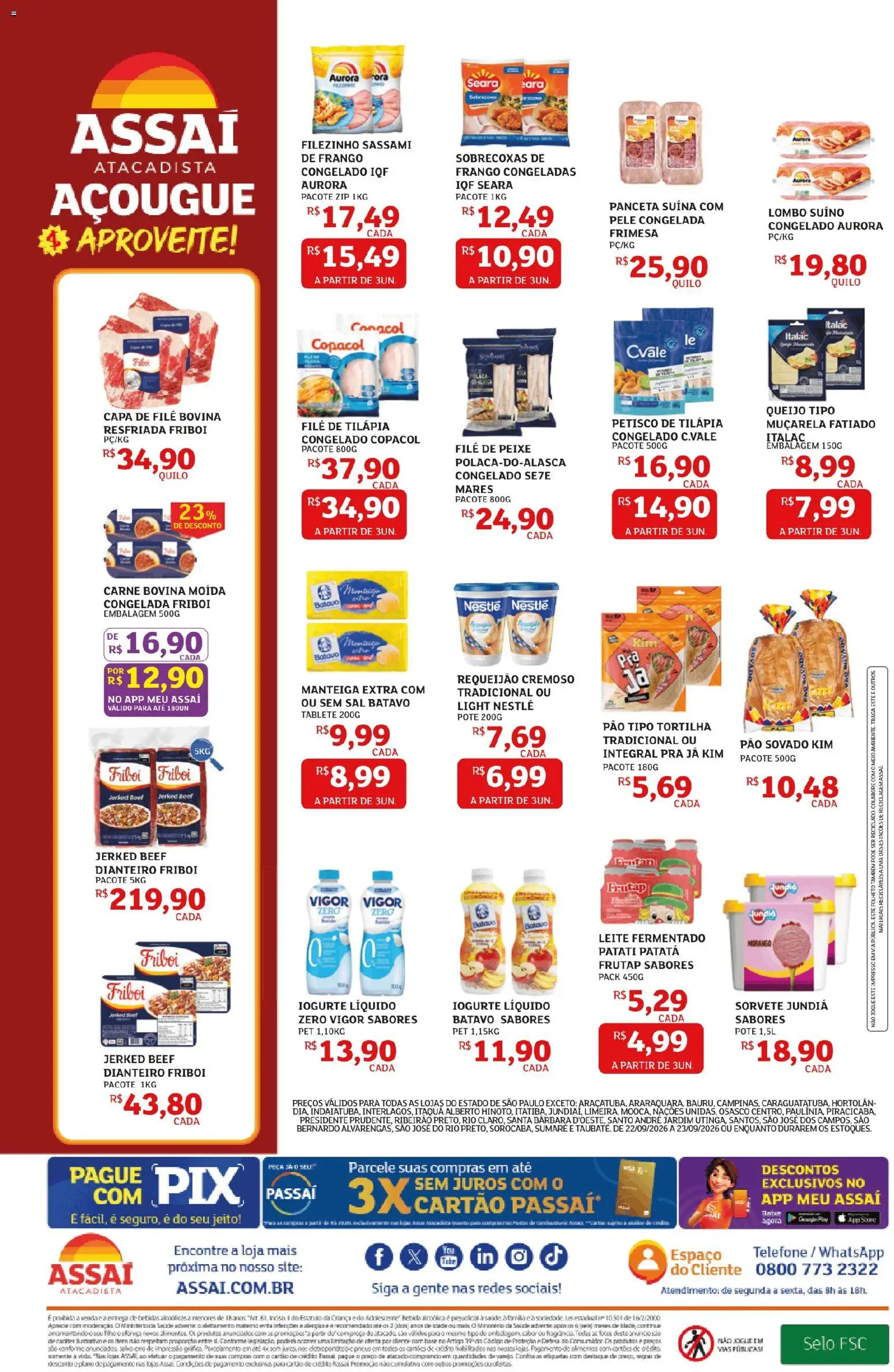 Assaí Atacadista Folheto - válido de 22/09/2026 | Página: 2 | Produtos: Cará, Carne, Telefone, Leite fermentado