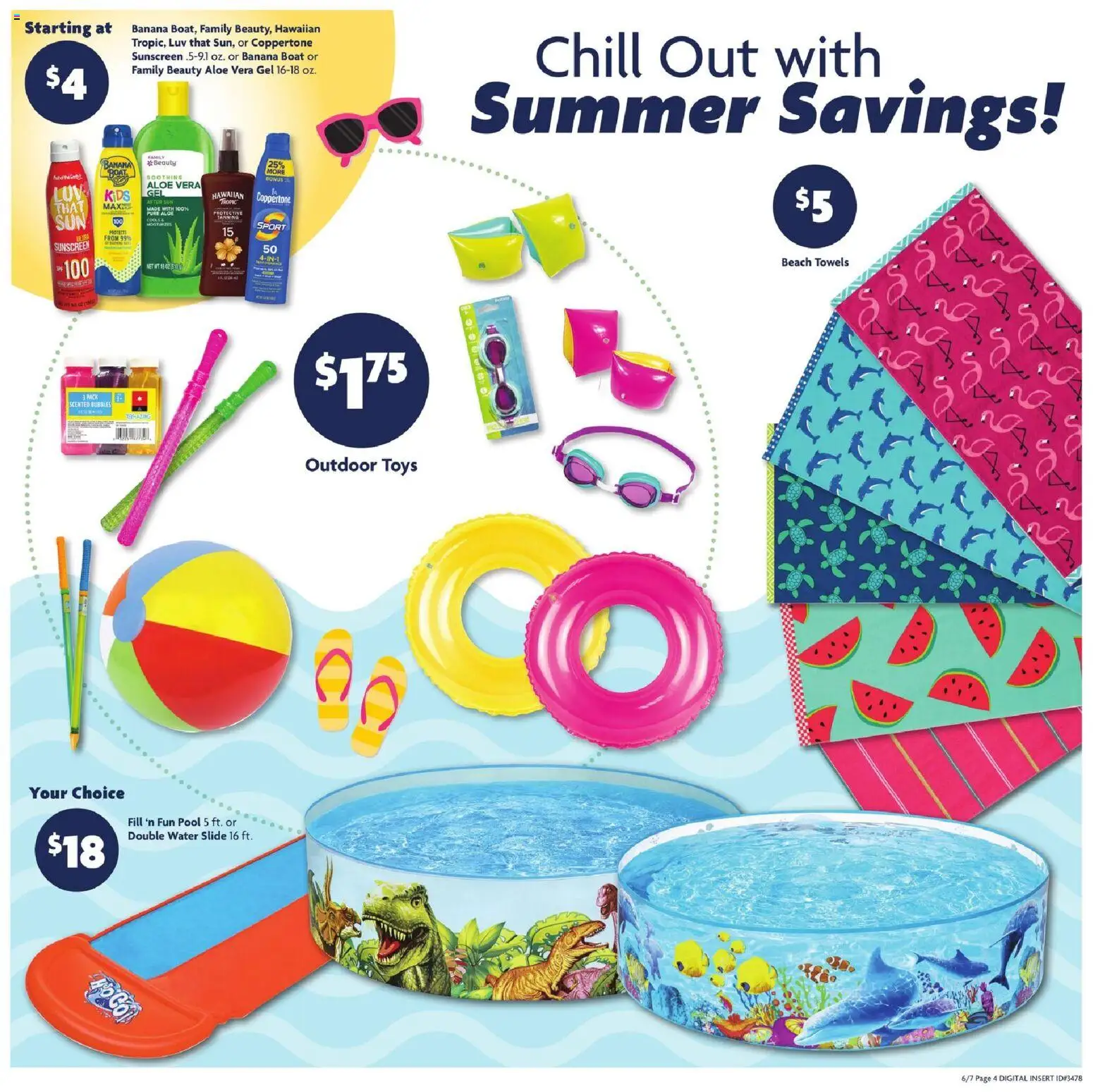Family Dollar Weekly Ad - valid from 07.06.2026 | Page: 3 | Products: Sunscreen, Aloe Vera, Water