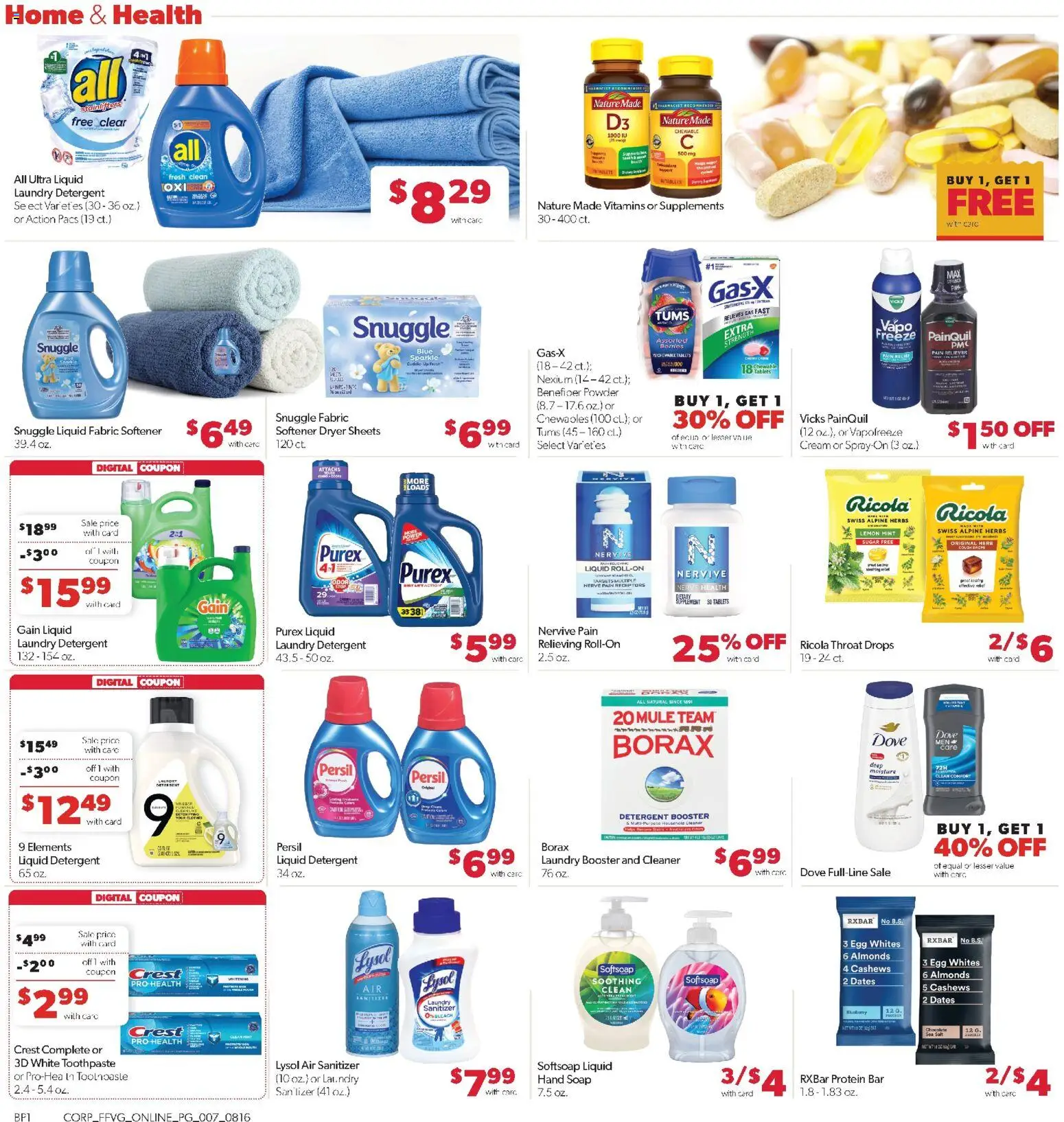 Family Fare Weekly Ad - valid from 08/16/2026 | Page: 13 | Products: Toothpaste, Protein bar, Cream, Dryer