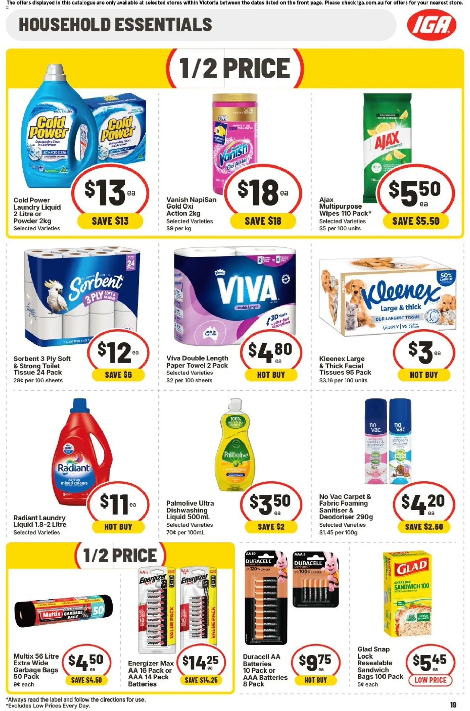 IGA catalogue - valid from 02/09/2026 | Page: 17 | Products: Powder, Garbage bags, Batteries, Tissues