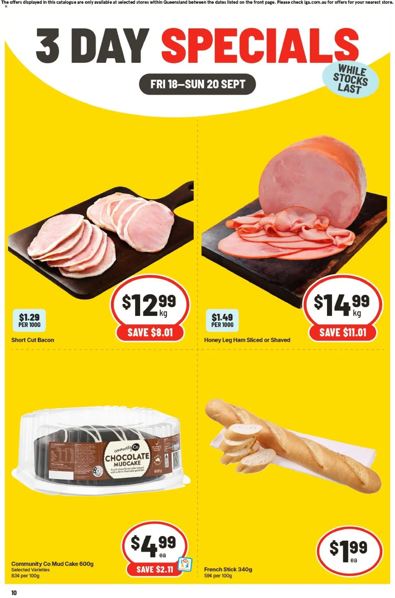 IGA catalogue - valid from 18/09/2026 | Page: 2 | Products: Bacon, Chocolate, Rake, Cake