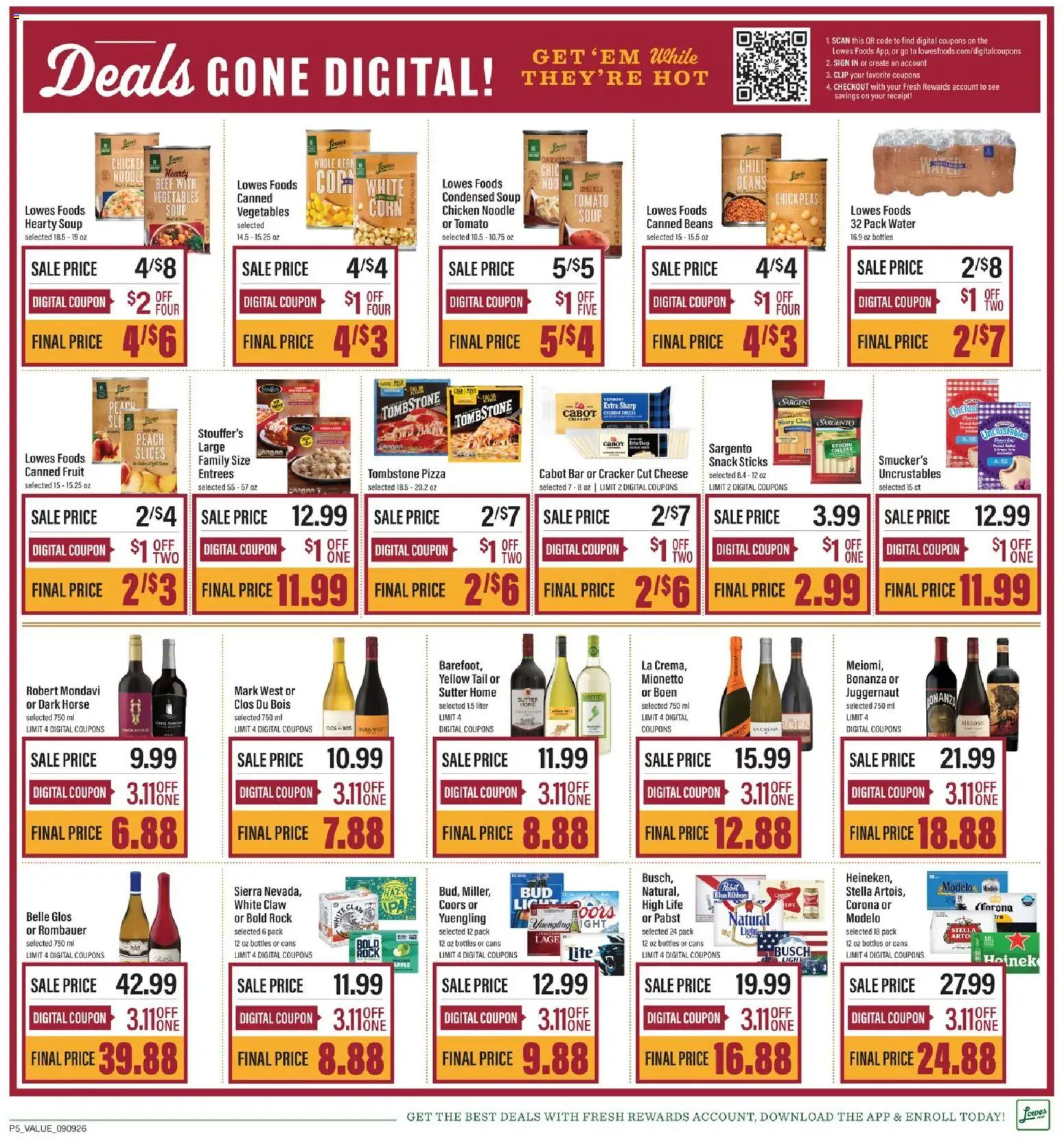 Lowes Foods Weekly Ad - NC - valid from 09/09/2026 | Page: 8 | Products: Chickpeas, Cheese, Tomato, Canned fruit