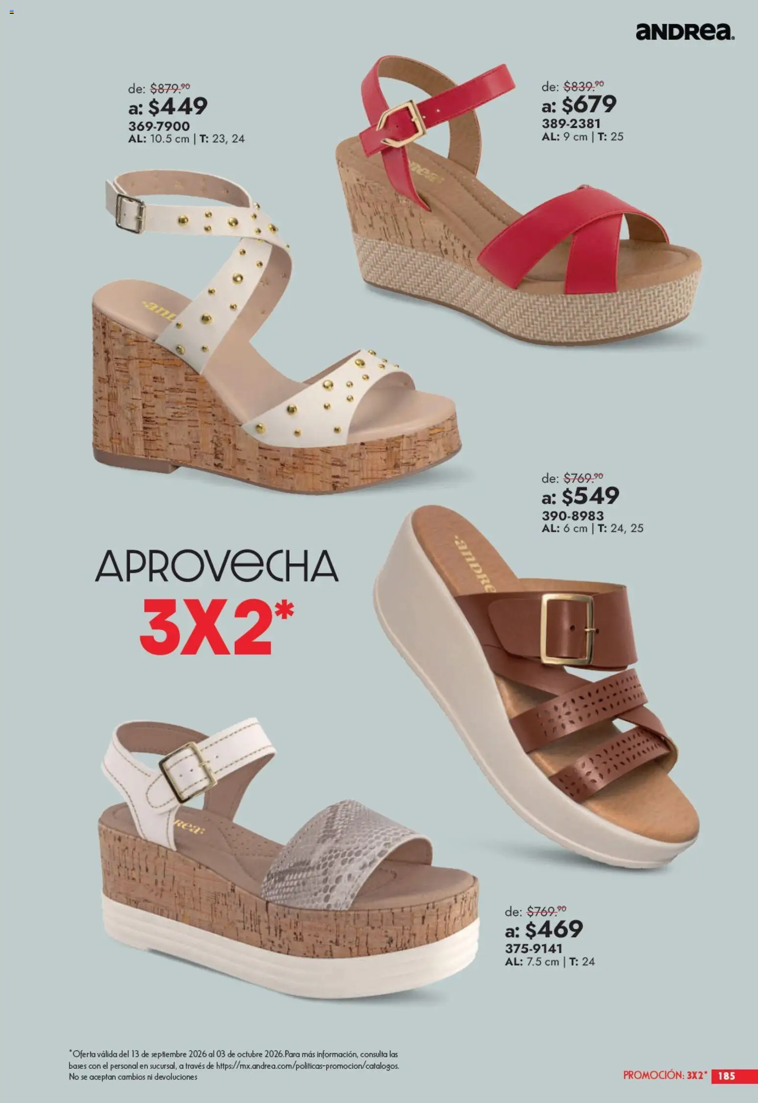 Nuevas ofertas de Andrea válidas en toda la República Mexicana desde el 13/09/2026. ¡Encuentra las mejores ofertas en Andrea catálogo Outlet! | Página: 185