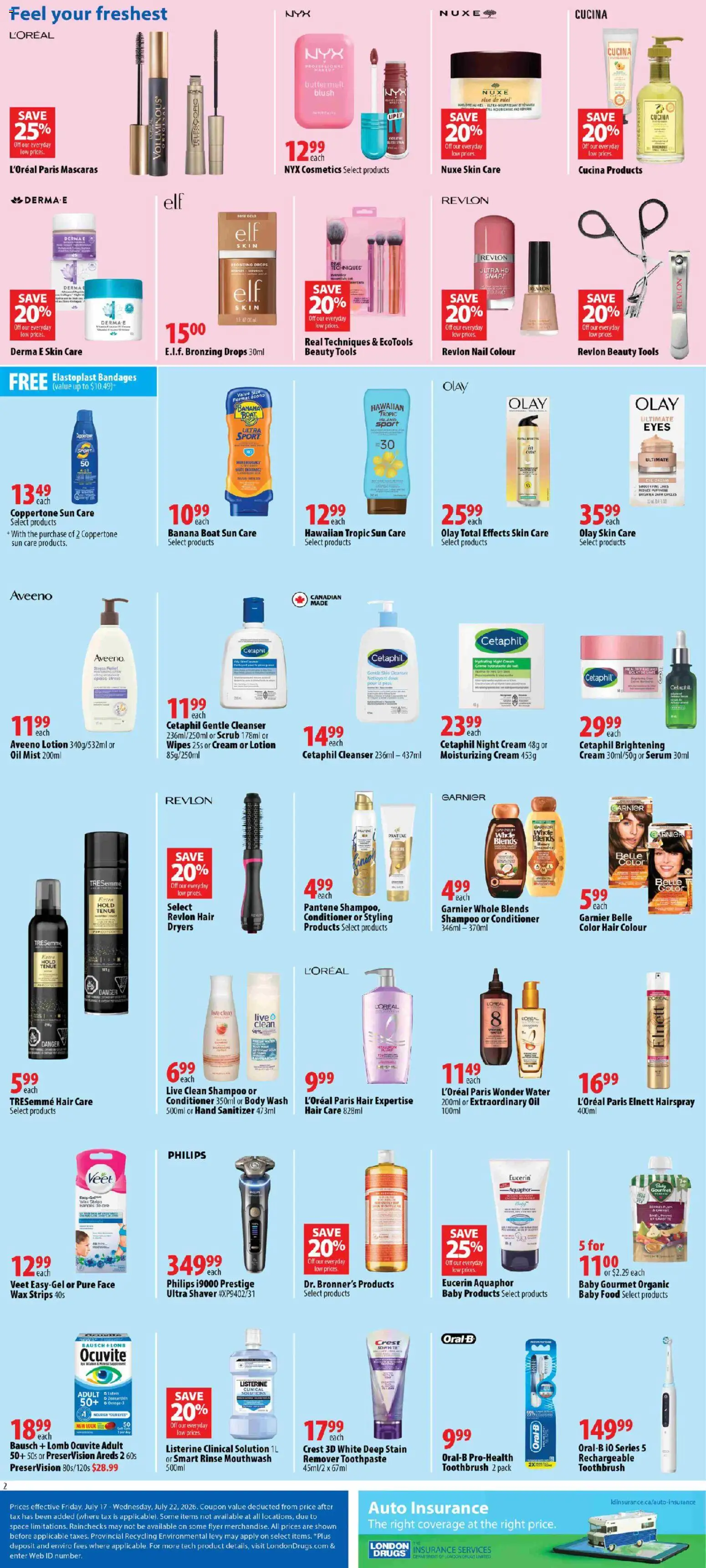 London Drugs flyer valid from Jul 17, 2026 | Page: 2 | Products: Cream, Conditioner, Body wash, Mouthwash