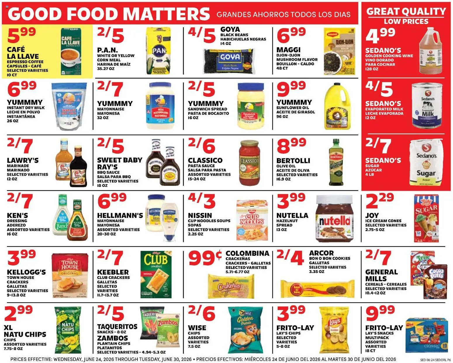 Sedano's Weekly Ad - valid from 06/24/2026 | Page: 6 | Products: Corn, Cream, Ice cream, Sugar