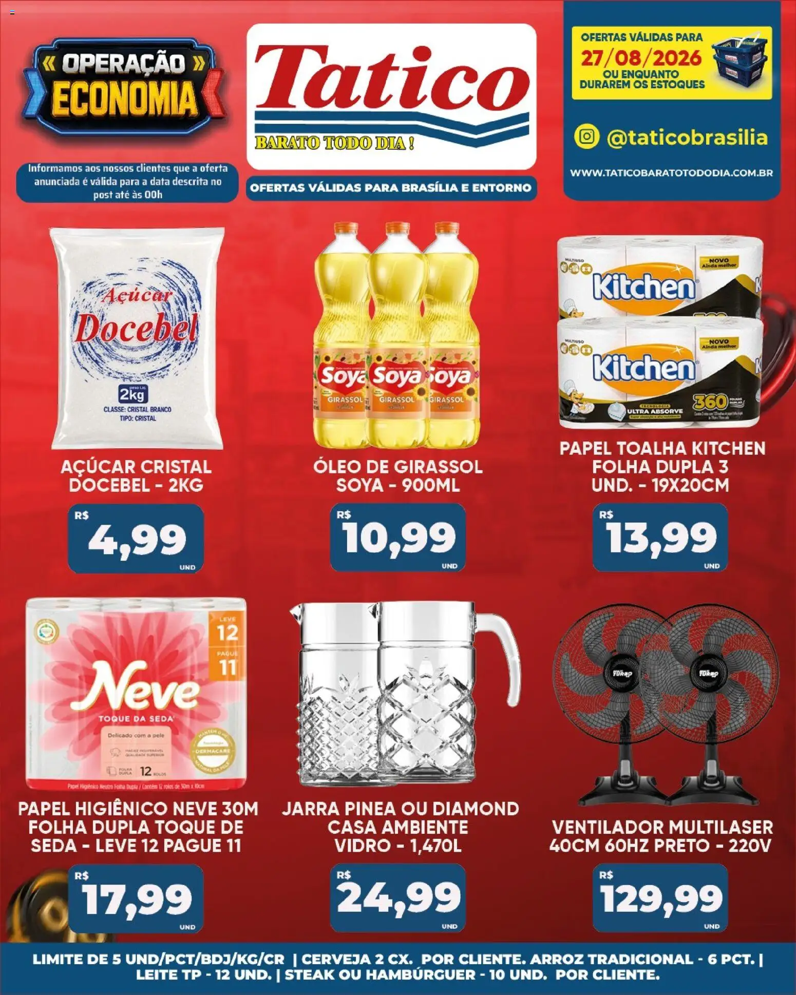 Tatico Folheto - válido de 27/08/2026 | Página: 16 | Produtos: Cerveja, Arroz, Papel higiênico, Açúcar cristal