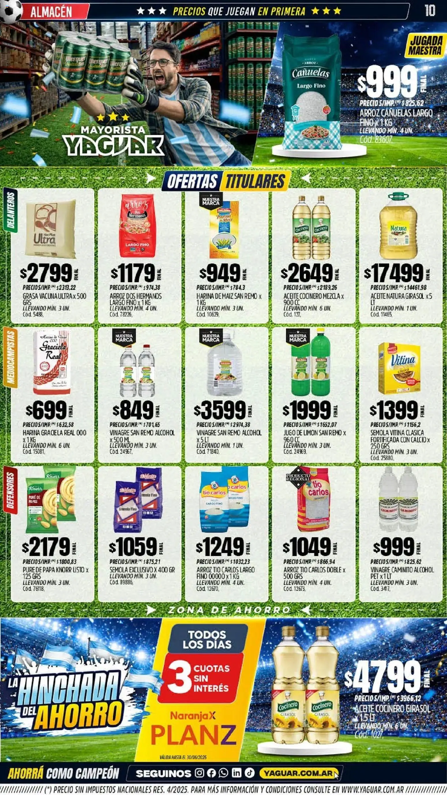 Yaguar - Oferta Semanal Mendoza │ válido desde el 08.06.2026 | Página: 10 | Productos: Papa, Aceite, Jugo, Arroz