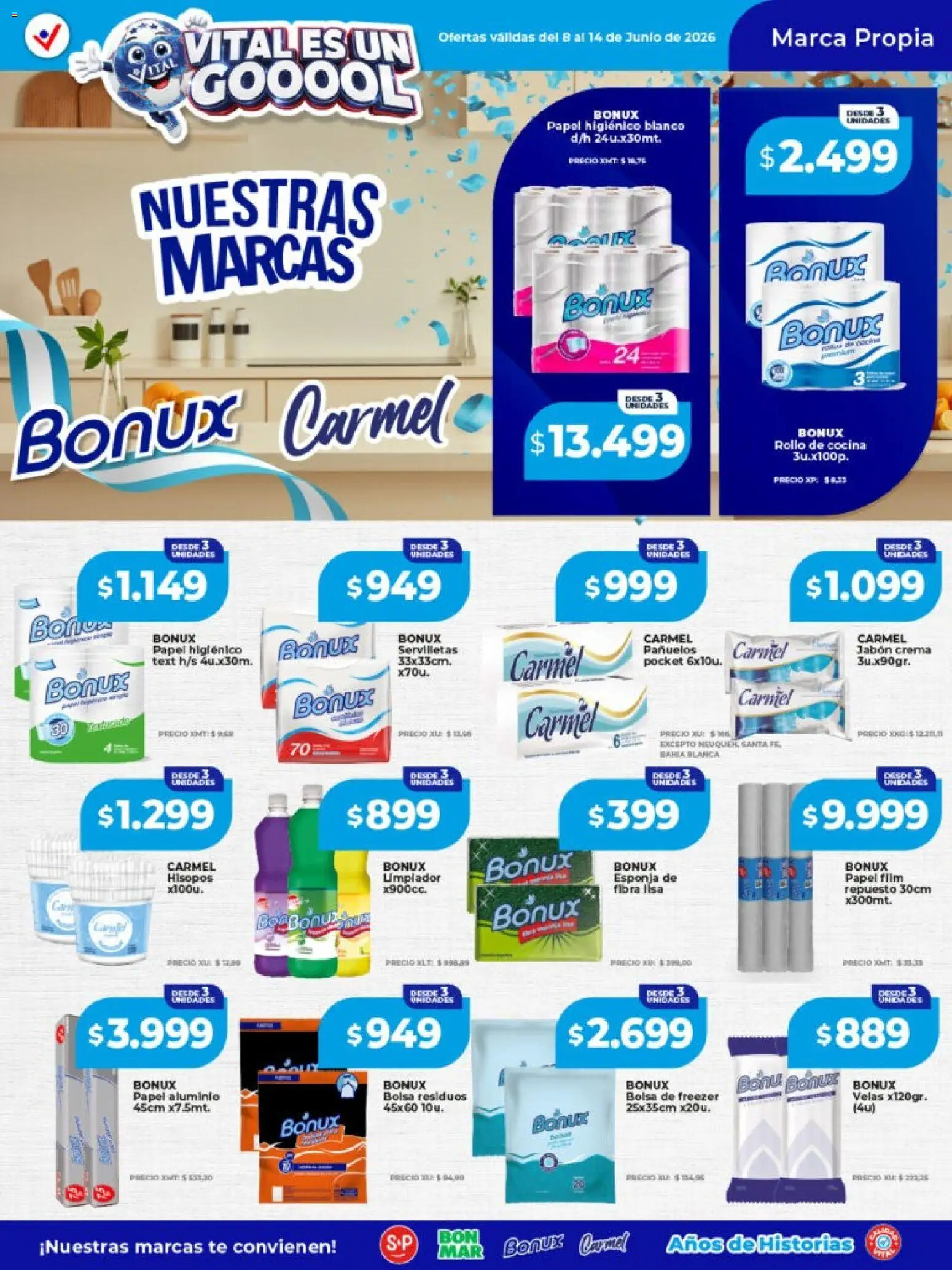 Vital - Especial nuestras marcas │ válido desde el 08.06.2026 | Página: 2 | Productos: Papel higiénico, Bolsa, Cocina, Té