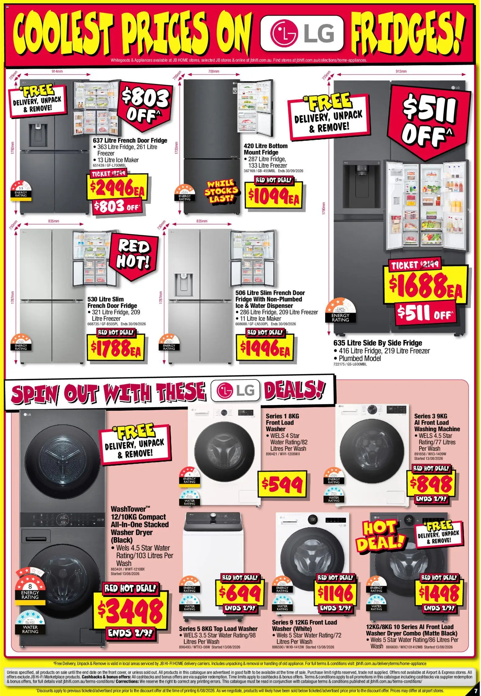 JB Hi-Fi catalogue - valid from 20/08/2026 | Page: 7 | Products: Ice maker, Fridge, Freezer, Washer