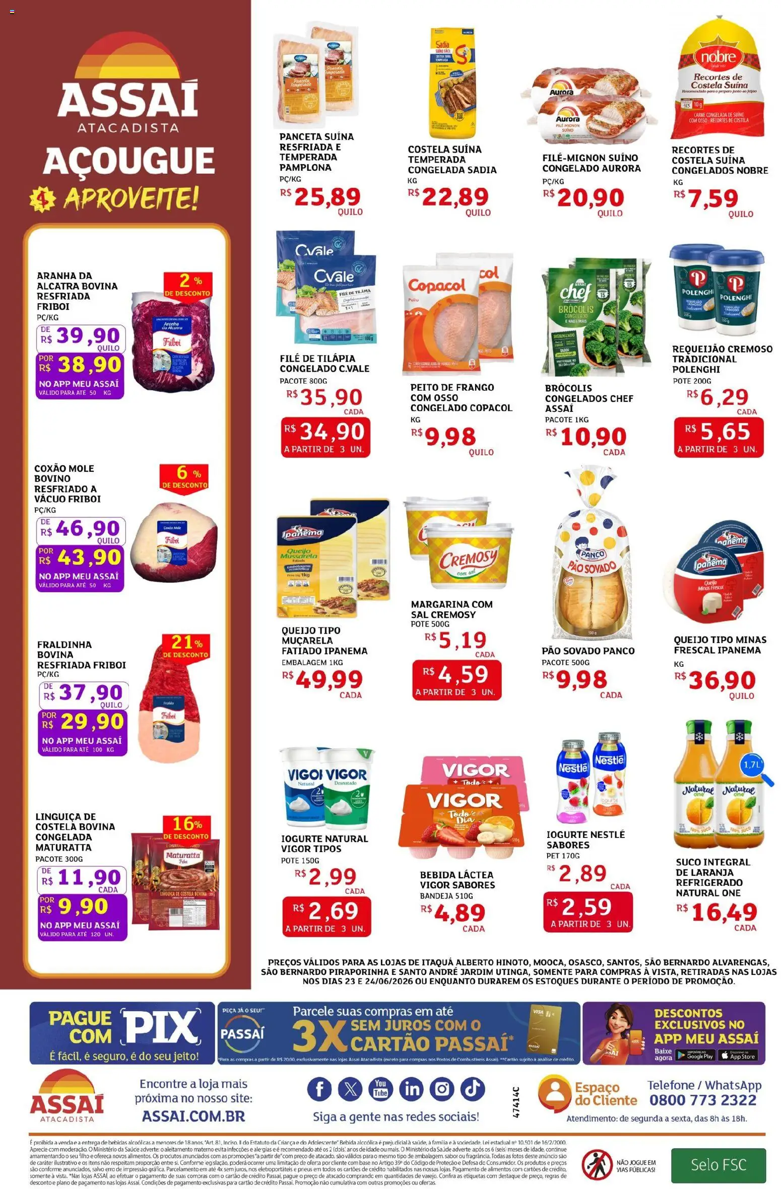 Assaí Atacadista Folheto - válido de 23/06/2026 | Página: 2 | Produtos: Pão, Suco, Muçarela, Margarina