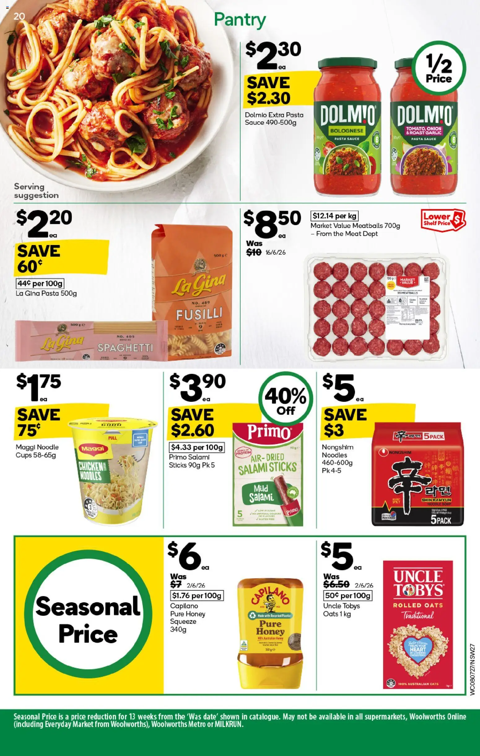 Woolworths catalogue - valid from 08/07/2026 | Page: 27 | Products: Shelf, Honey, Meat, Oats