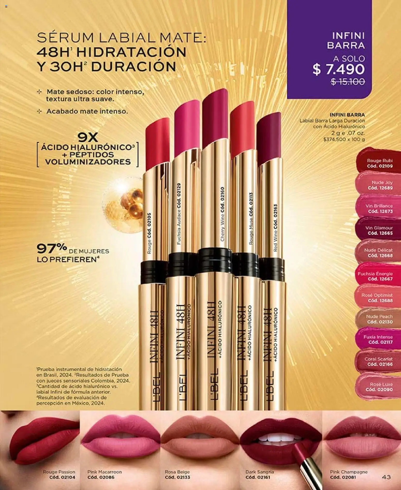 Catálogo L'Bel Campaña 13 │ válido desde el 26.07.2026 | Página: 43 | Productos: Mate, Labial, Serum