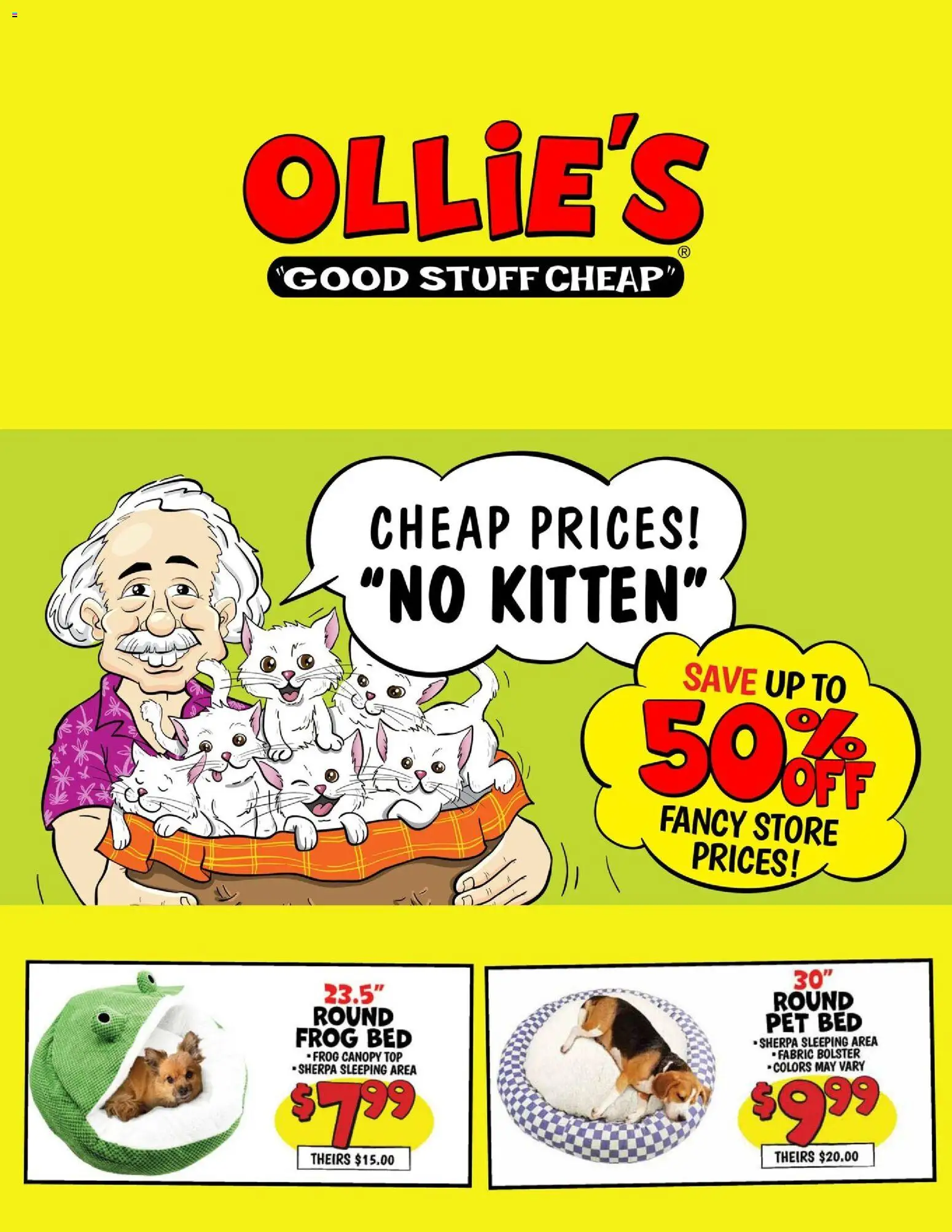 Ollie's Weekly Ad - valid from 07/07/2026 | Page: 1 | Products: Bed, Pet Bed