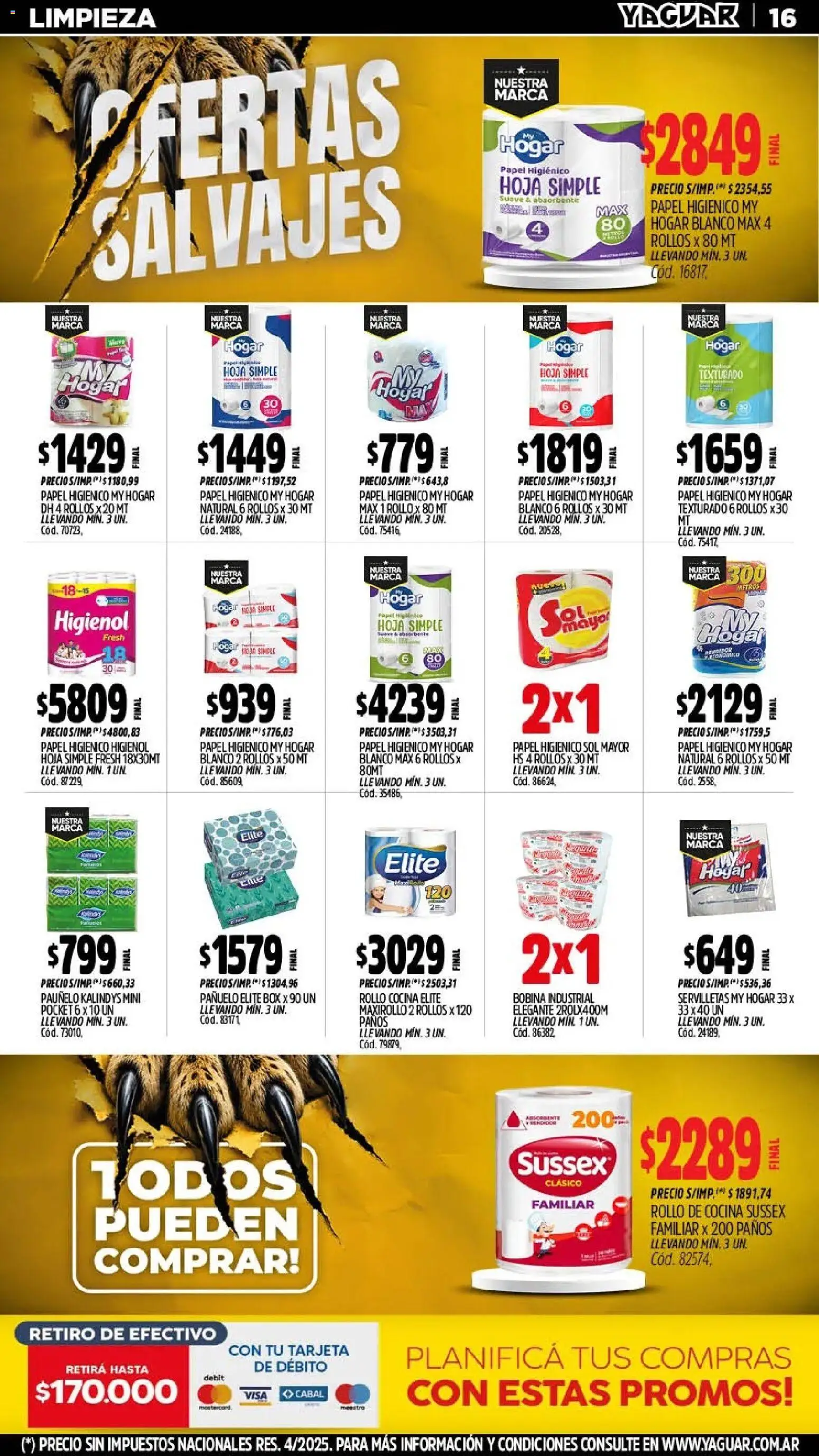 Yaguar - Oferta Semanal Misiones │ válido desde el 10/08/2026 | Página: 17 | Productos: Papel higiénico, Pañuelo, Cocina, Servilletas