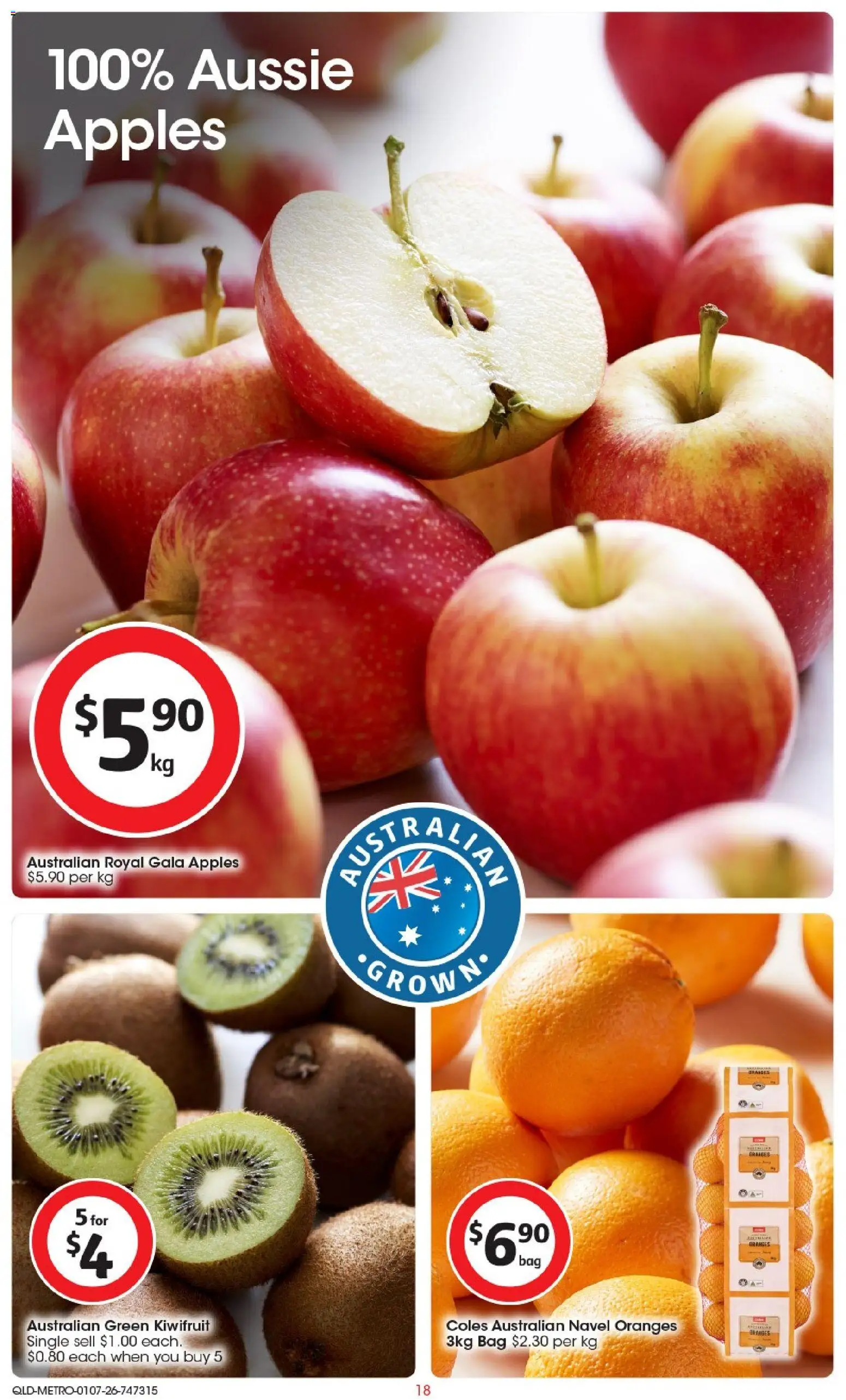 Coles catalogue - valid from 01/07/2026 | Page: 18 | Products: Apples, Oranges, Kiwifruit, Bag