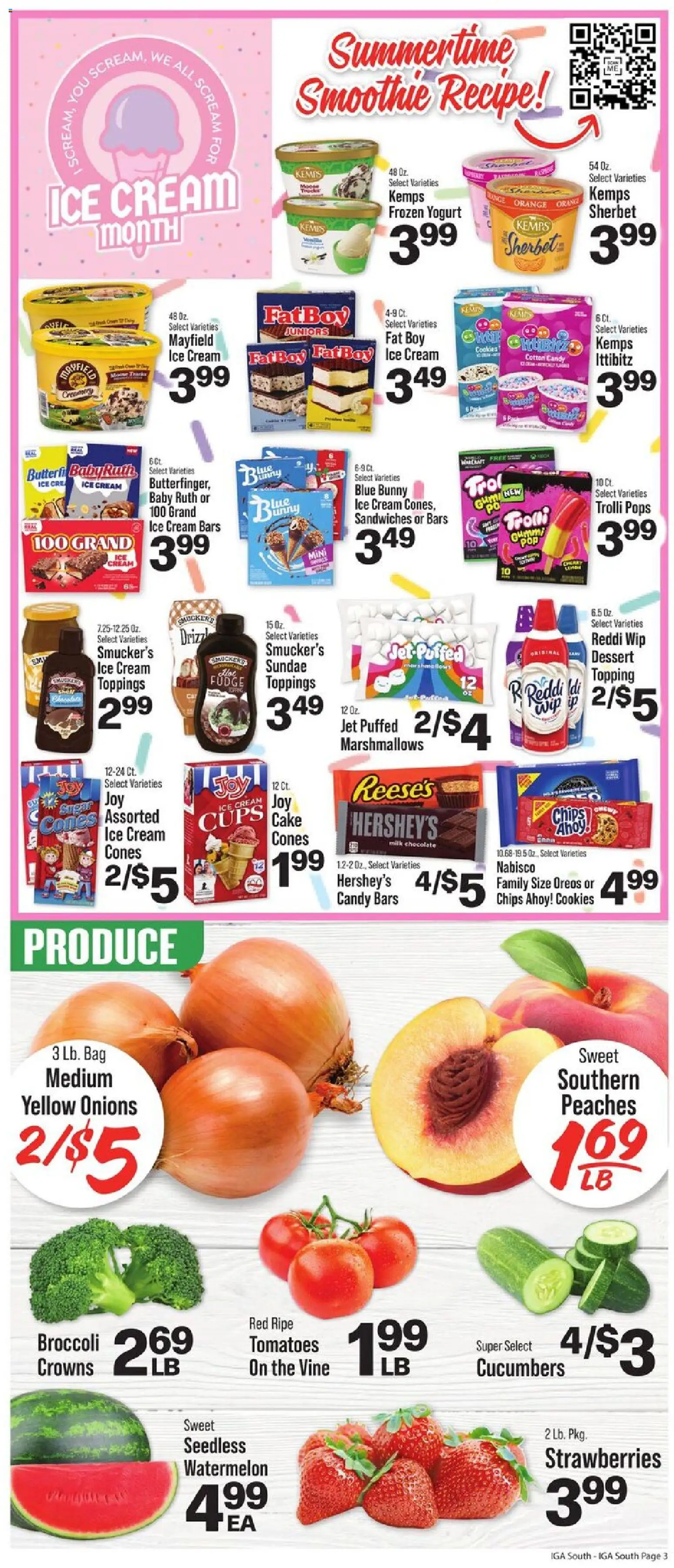 IGA Weekly Ad - valid from 07/15/2026 | Page: 4 | Products: Chips, Cucumbers, Ice cream, Watermelon