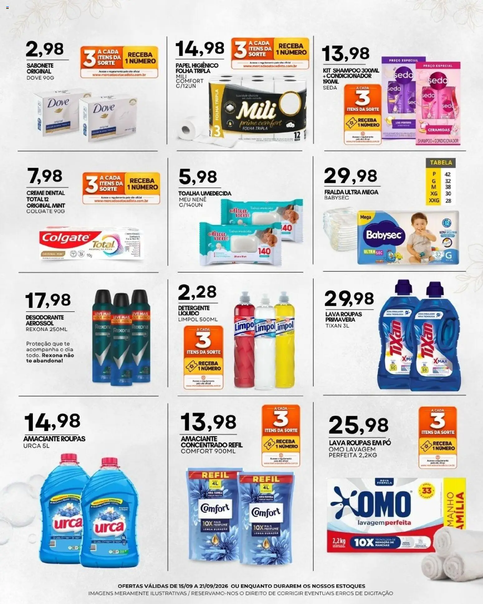 Mercadão Atacadista Folheto - válido de 15/09/2026 | Página: 11 | Produtos: Perfume, Creme, Toalha umedecida, Amaciante