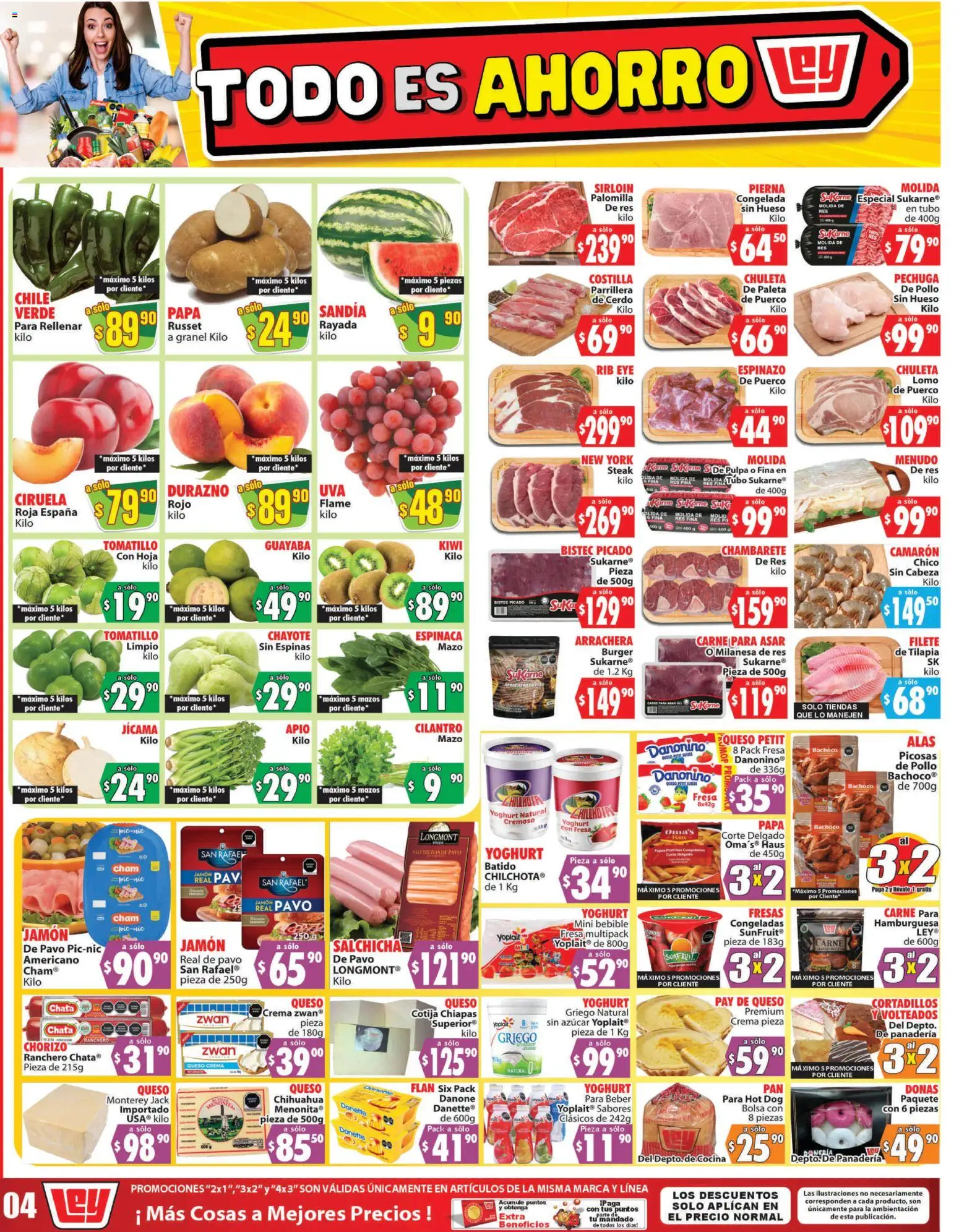 Nuevas ofertas de Casa Ley válidas en toda la República Mexicana desde el 04.06.2026. ¡Encuentra las mejores ofertas en Casa Ley folleto Autoservicio La Paz, BCS! | Página: 1 | Productos: Azúcar, Queso crema, Res, Kiwi