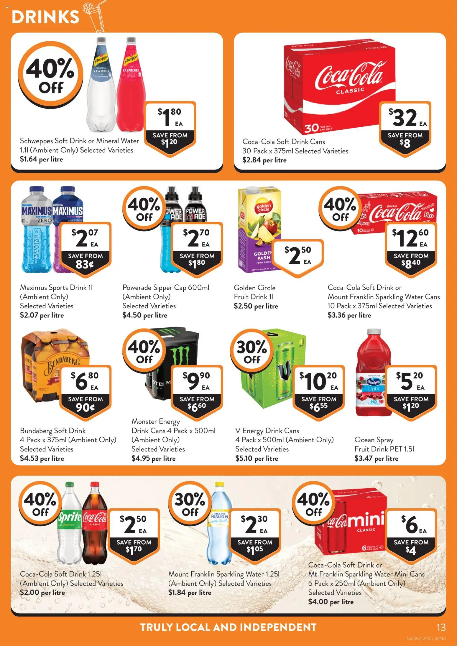 Foodworks catalogue - valid from 25.05.2026 | Page: 13 | Products: Light, Energy drink, Water, Cap