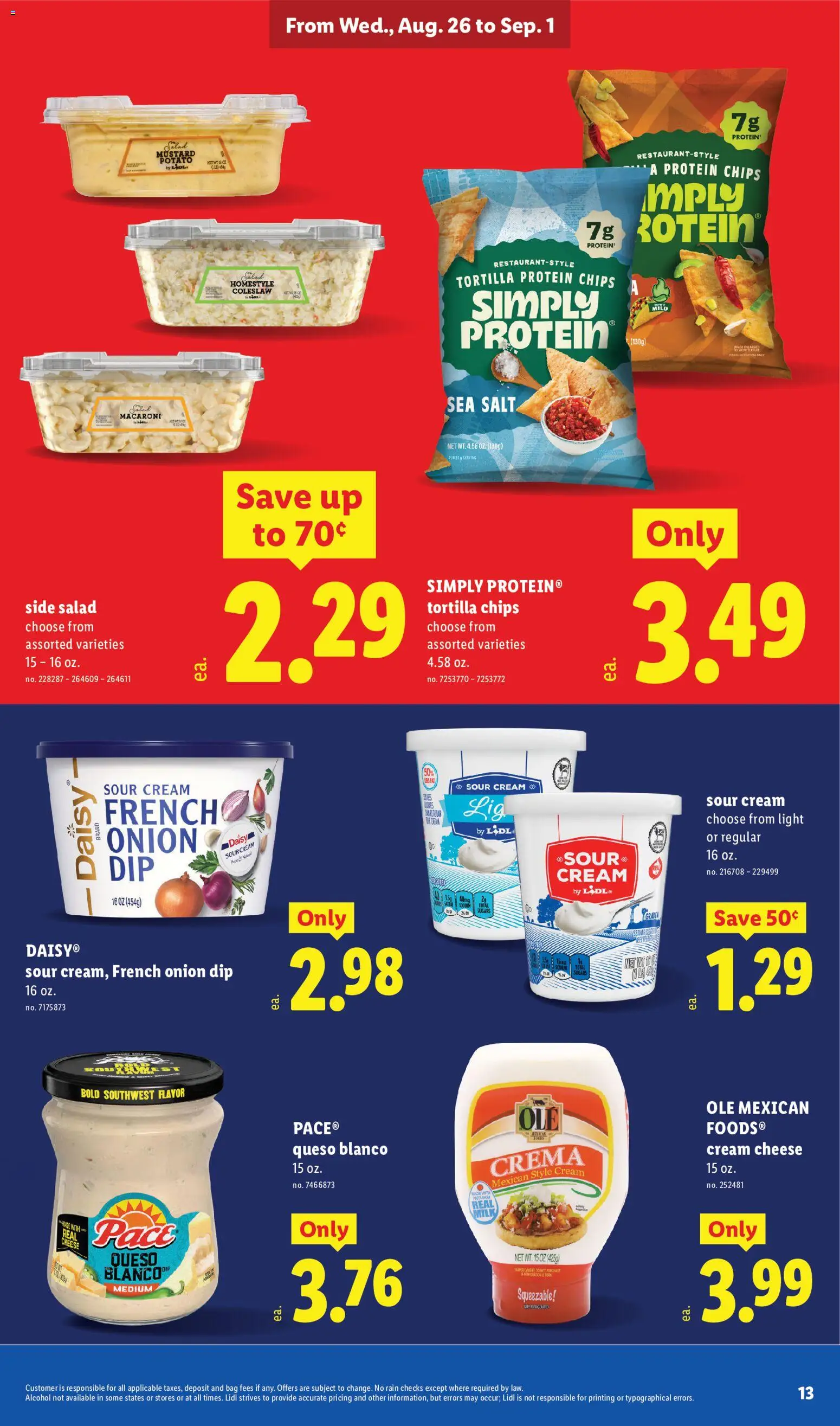 Lidl Weekly Ad - valid from 08/26/2026 | Page: 13 | Products: Cheese, Protein, Salad, Onion