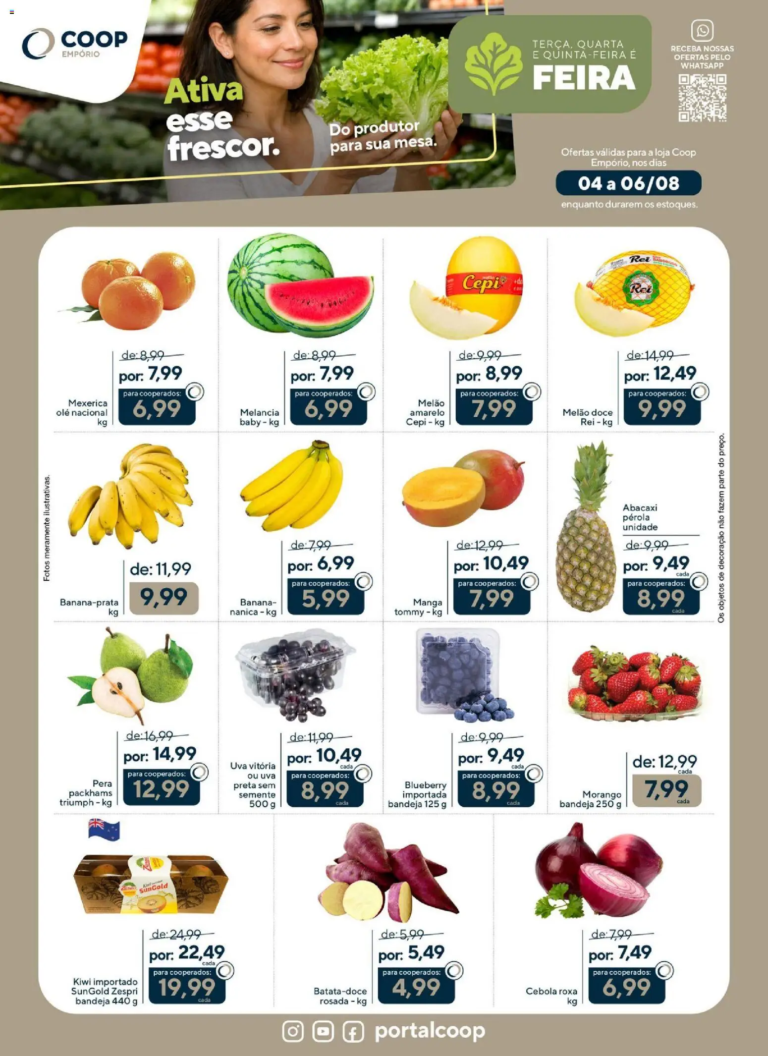 Coop Folheto - válido de 04/08/2026 | Página: 1 | Produtos: Uva, Cebola roxa, Manga, Doce