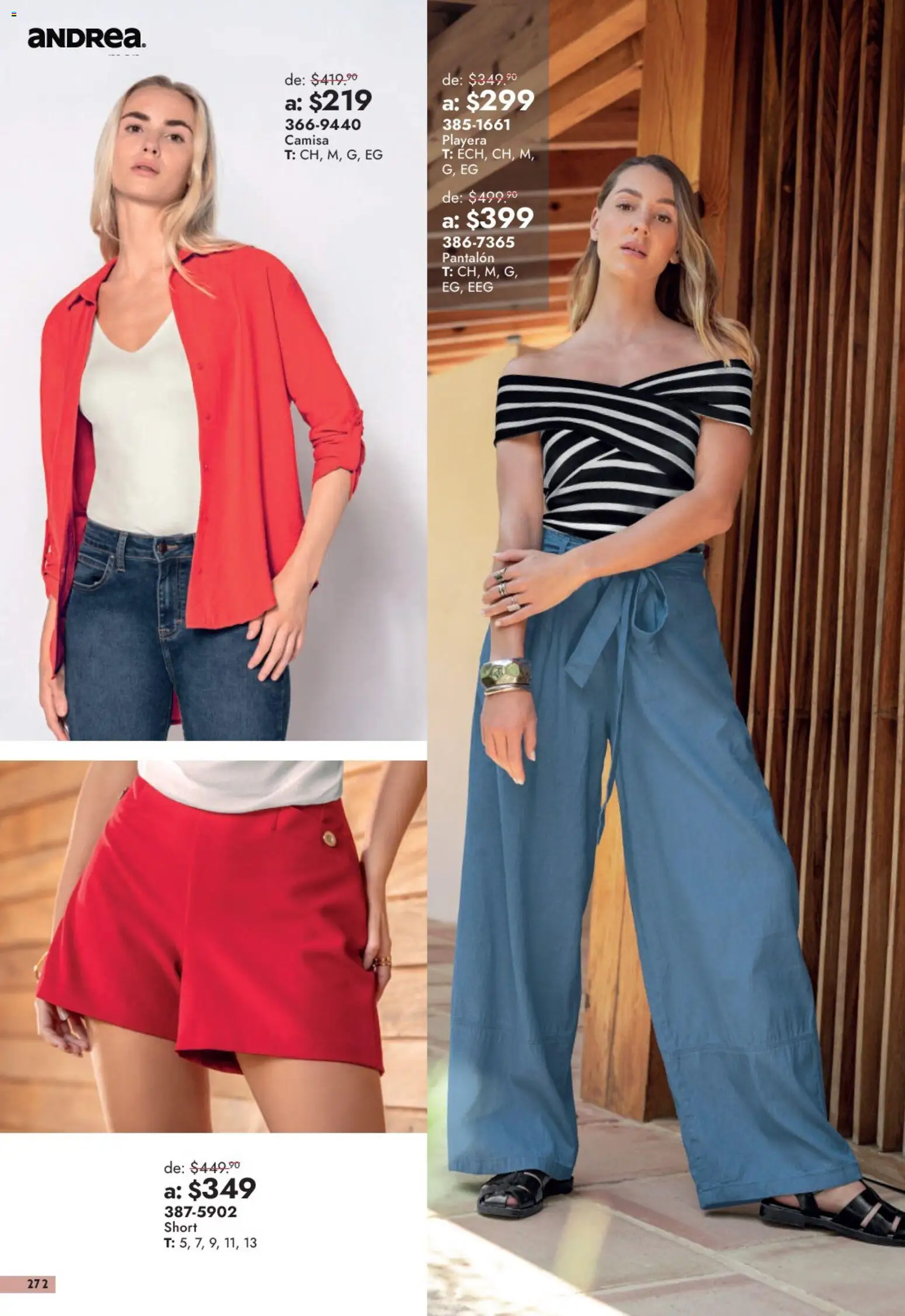 Nuevas ofertas de Andrea válidas en toda la República Mexicana desde el 13/09/2026. ¡Encuentra las mejores ofertas en Andrea catálogo Outlet! | Página: 272 | Productos: Camisa, Playera, Short