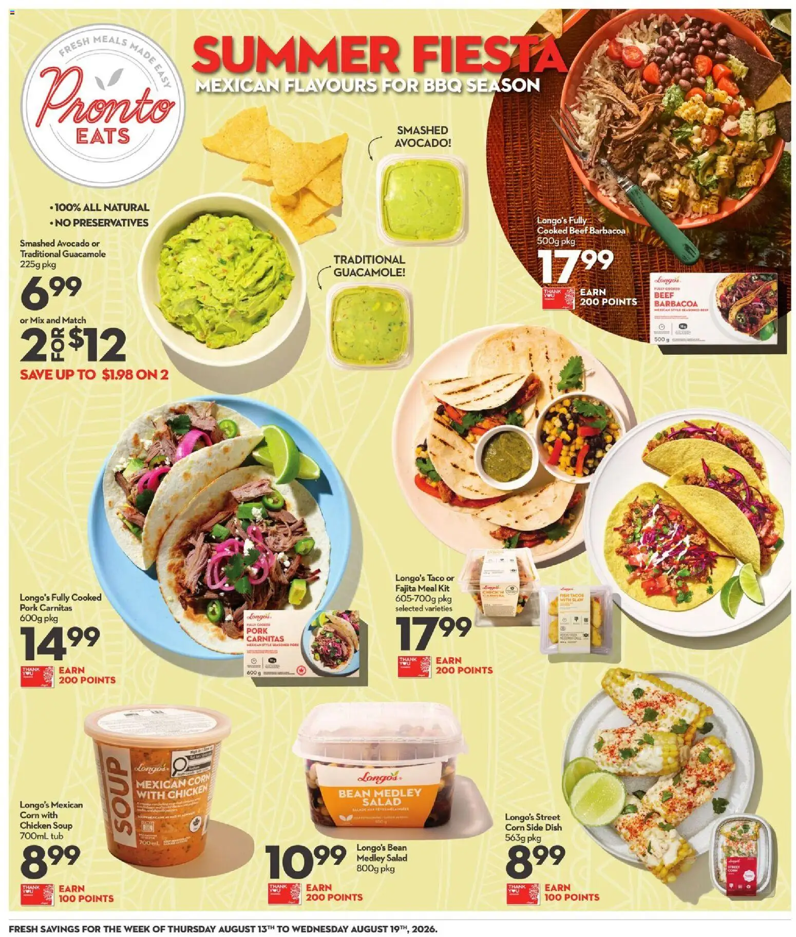 Longo's flyer valid from Aug 13, 2026 | Page: 13 | Products: Beef, Salad, Cooker, Corn